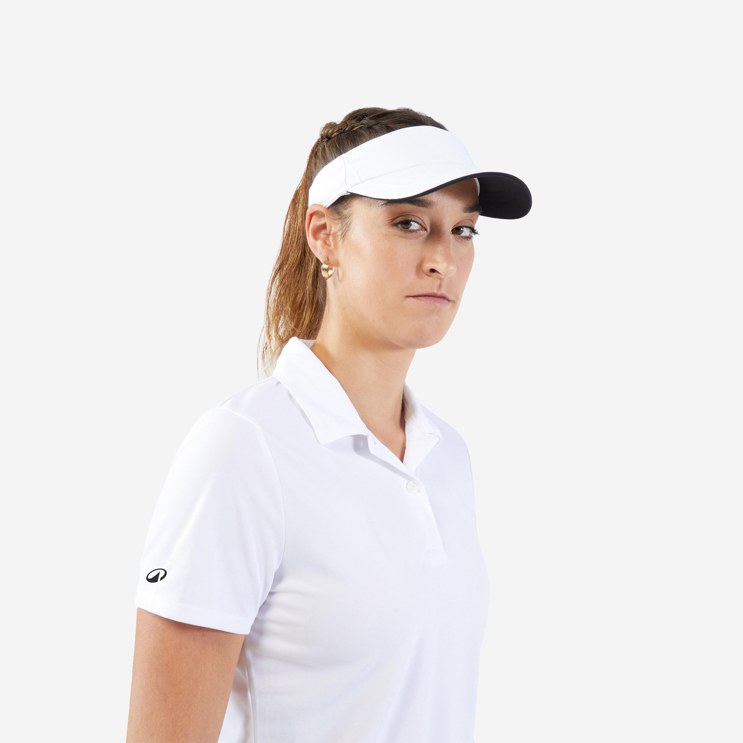 Women's Tennis Quick-Dry Polo Shirt Essential 100 - White 3/4