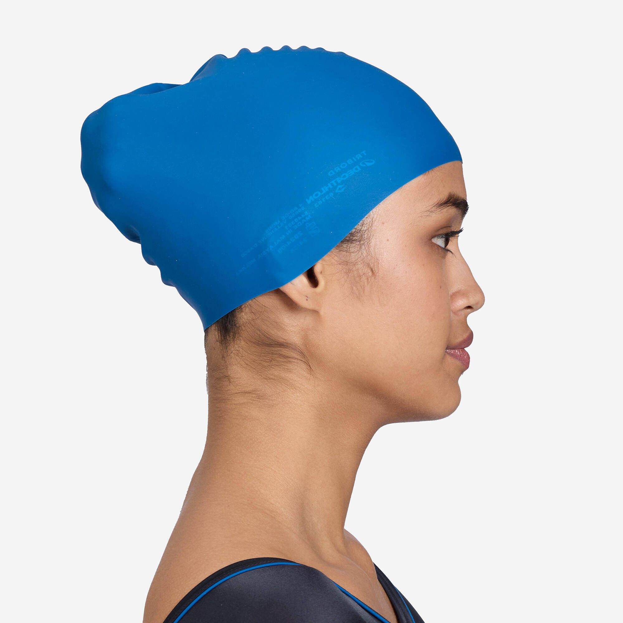 Silicone Swim Cap Soft & Stretchable Dark Blue -  4
