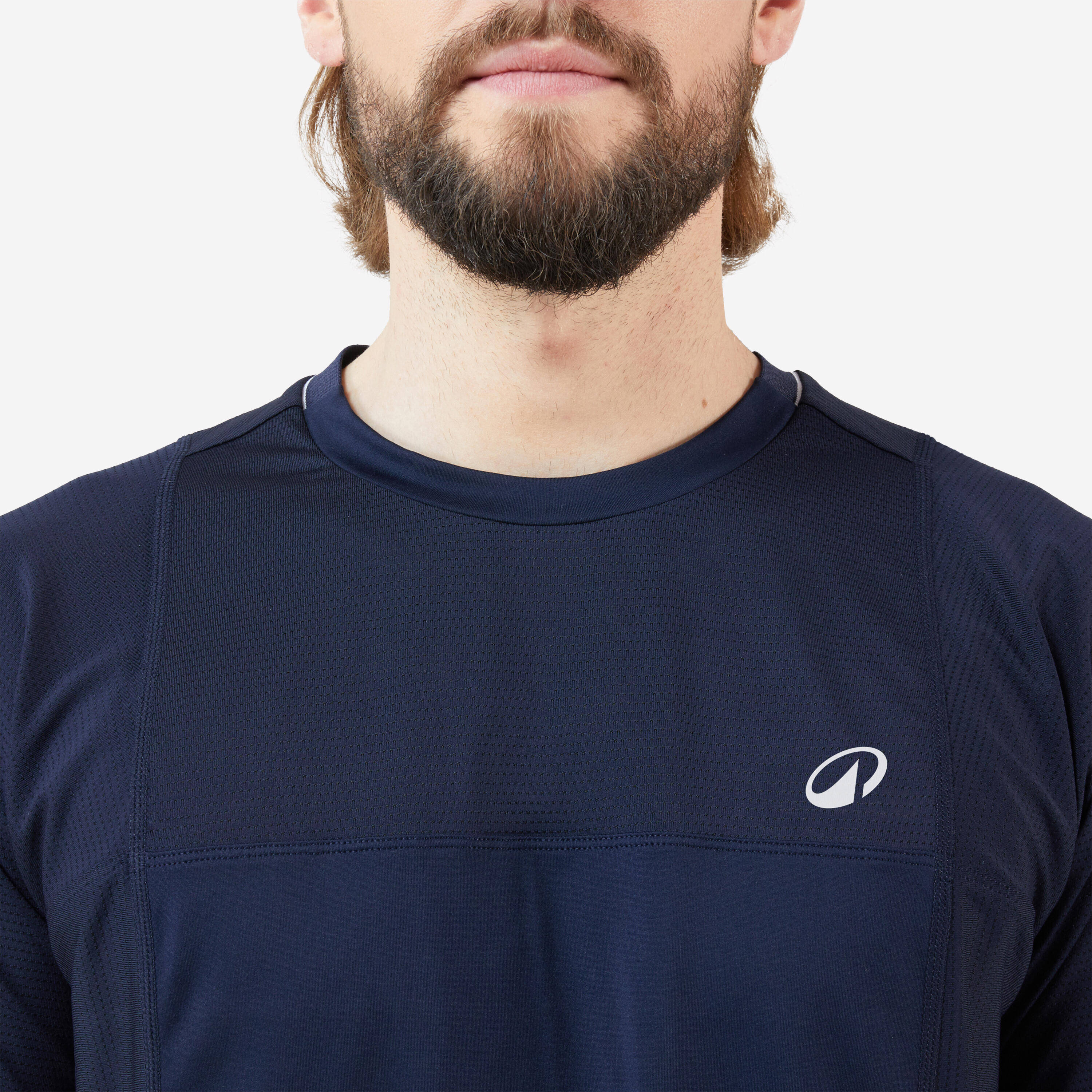 Men's Tennis T-Shirt Short Sleeved Quick Dry Navy White -  4