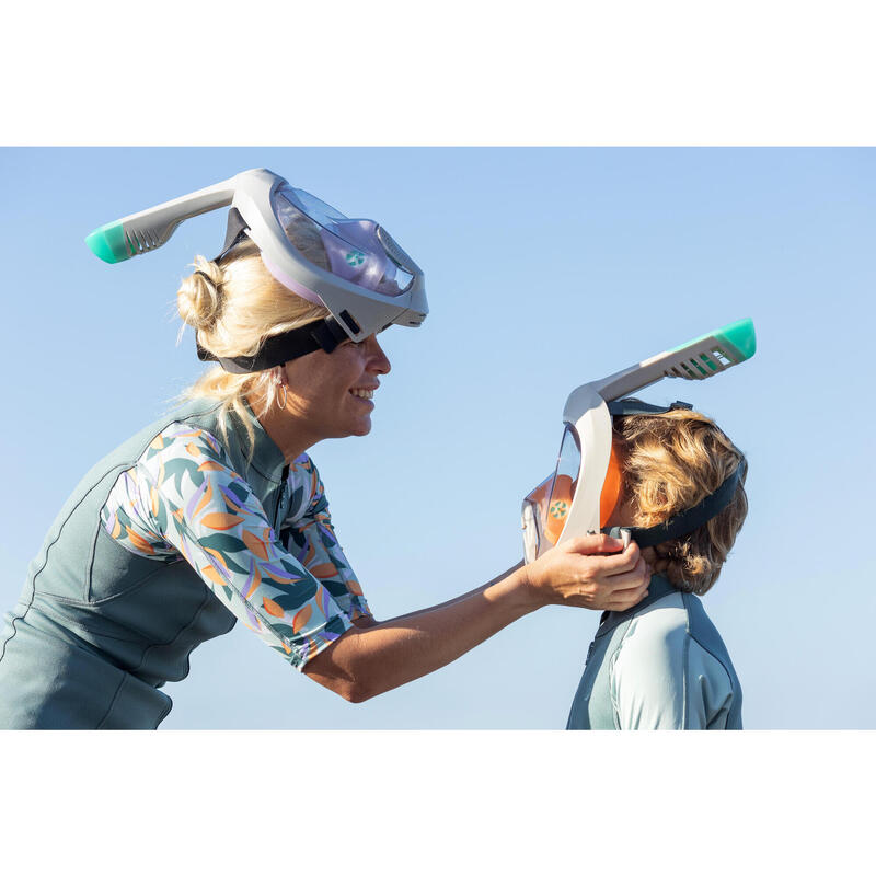 Mască easybreath snorkeling suprafață XS / CU HUSĂ Bej și portocaliu Copii