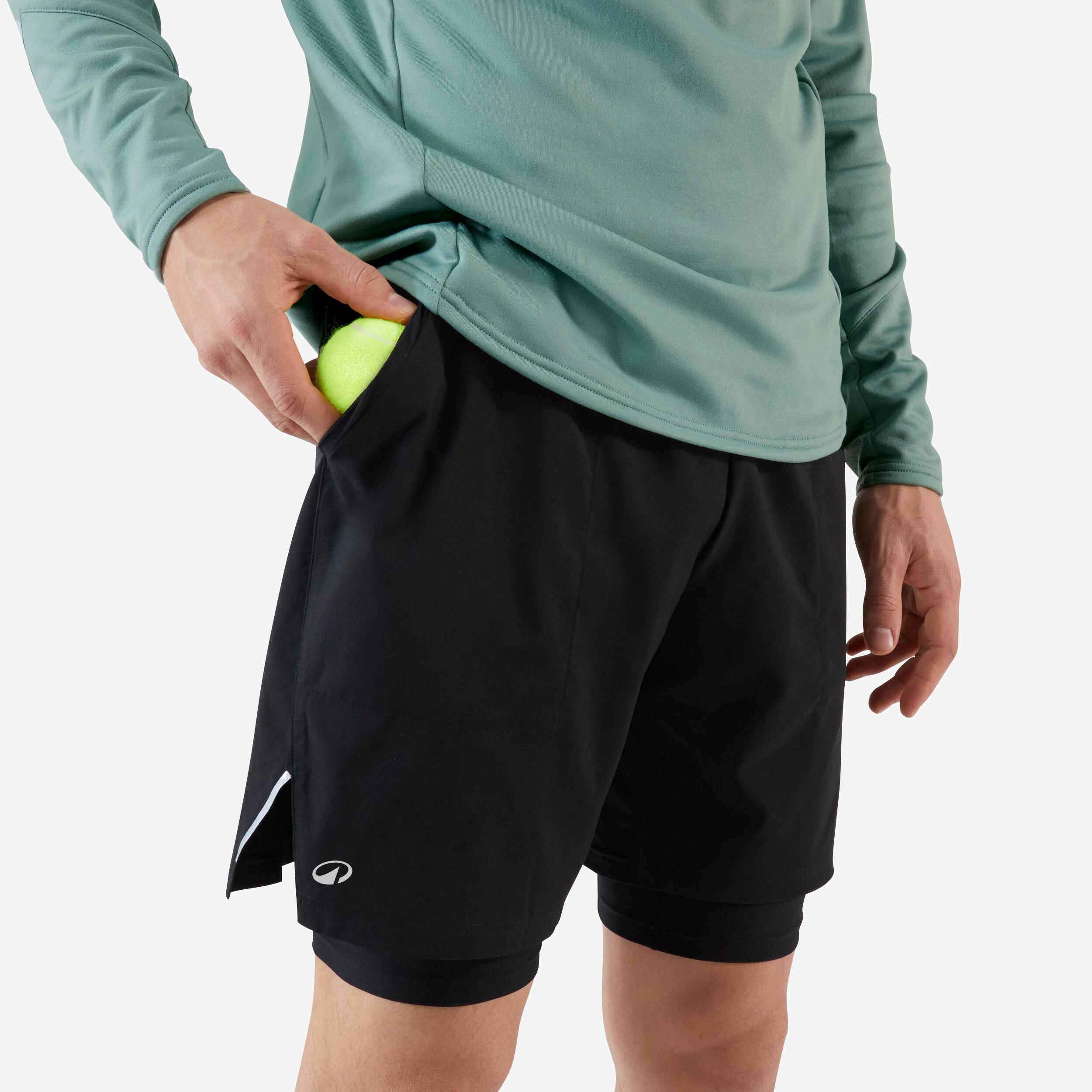 Short cuissard 2 en 1 de tennis homme - artengo thermic noir / noir - Tennis - Artengo- Clubs - Entreprises - Collectivités - Associations