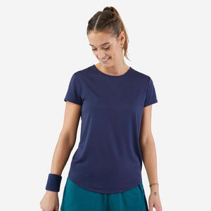 Camiseta tenis cuello redondo dry mujer - Essentiel 100 marino