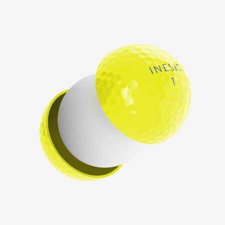 Golf balls x12 - INESIS Soft 500 yellow