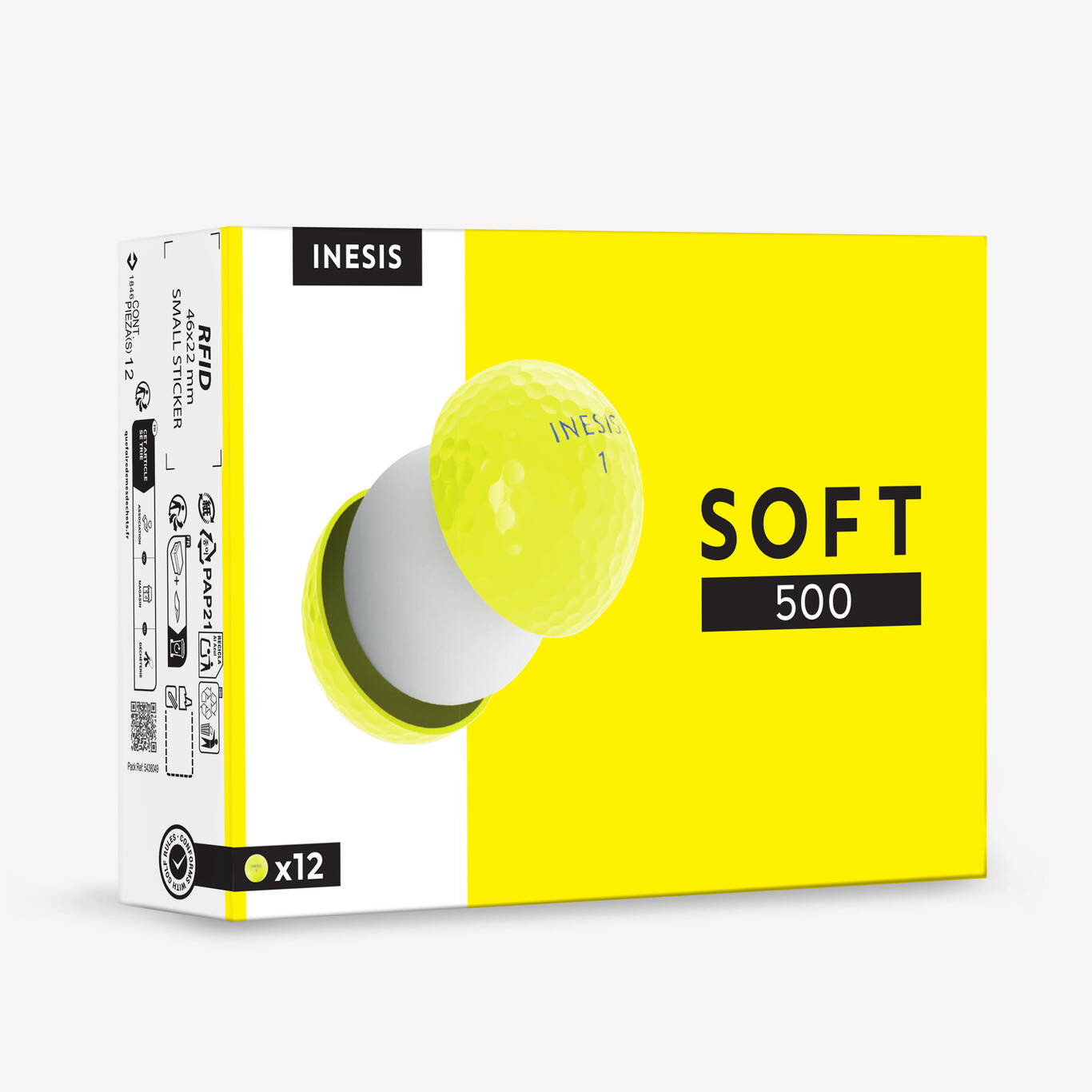 Golf balls x12 - INESIS Soft 500 yellow Golf balls x12 - INESIS Soft 500 yellow