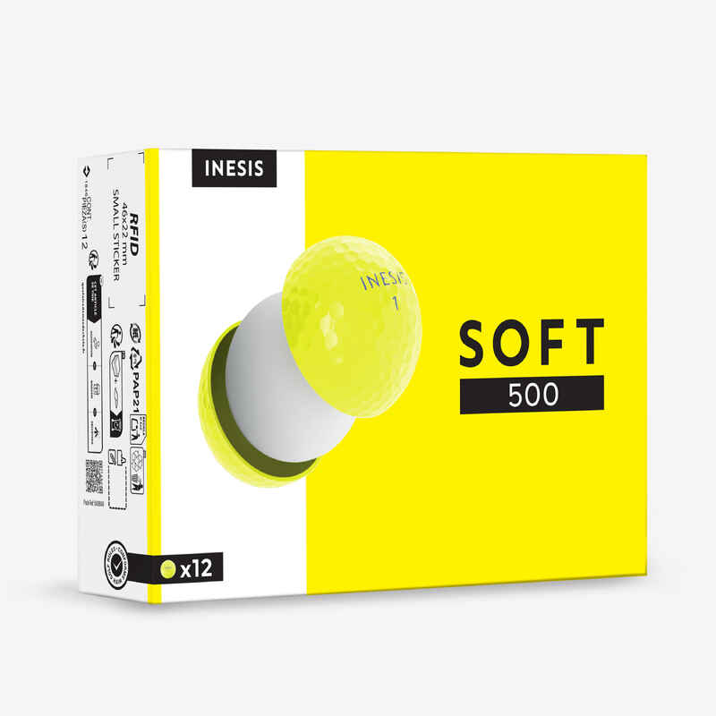 Golf balls x12 - INESIS Soft 500 yellow
