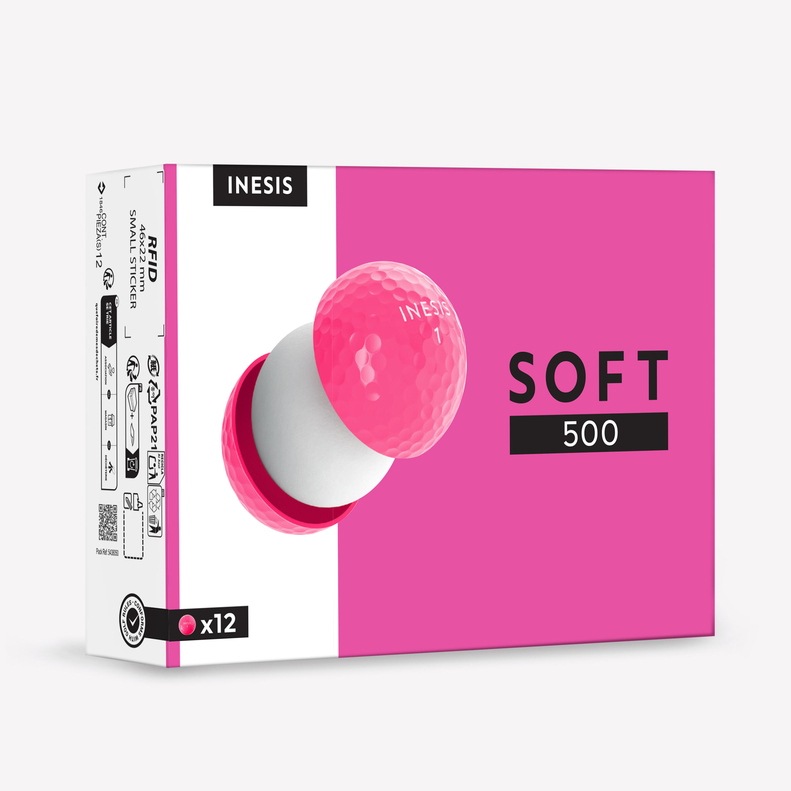 INESIS Golfballen Soft 500 x12 roze