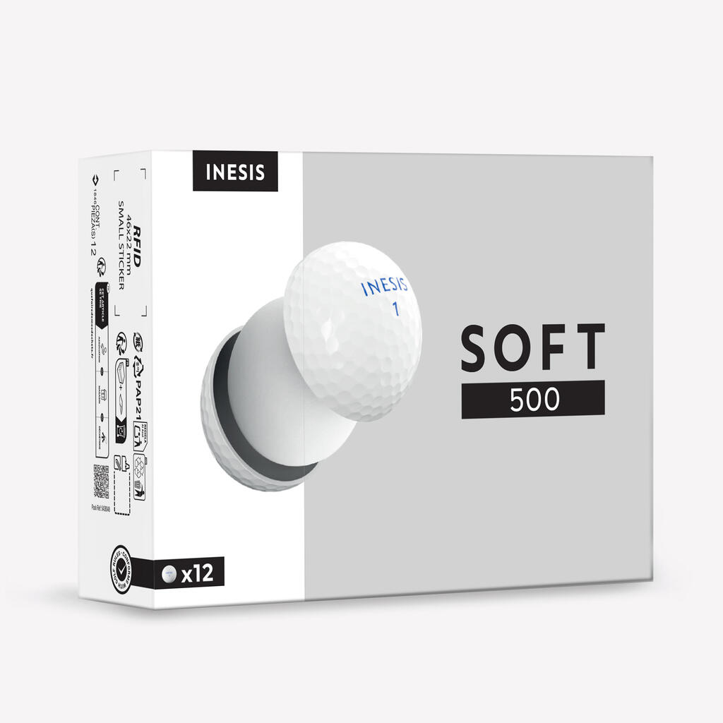 Golf balls x12 - INESIS Soft 500 yellow