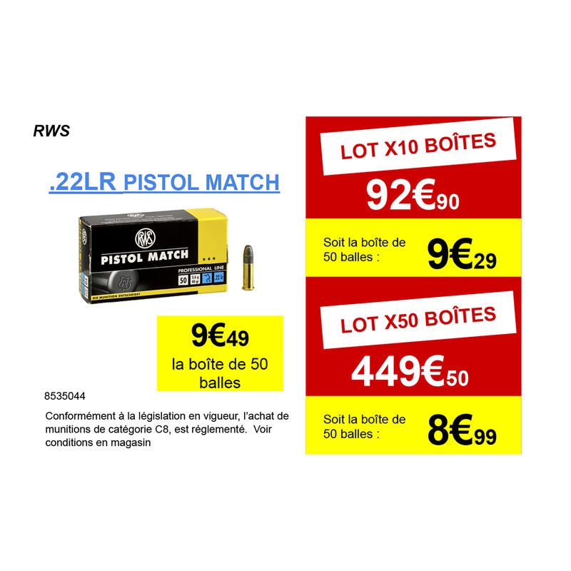 BALLE 22 Long Rifle Pistol Match RWS