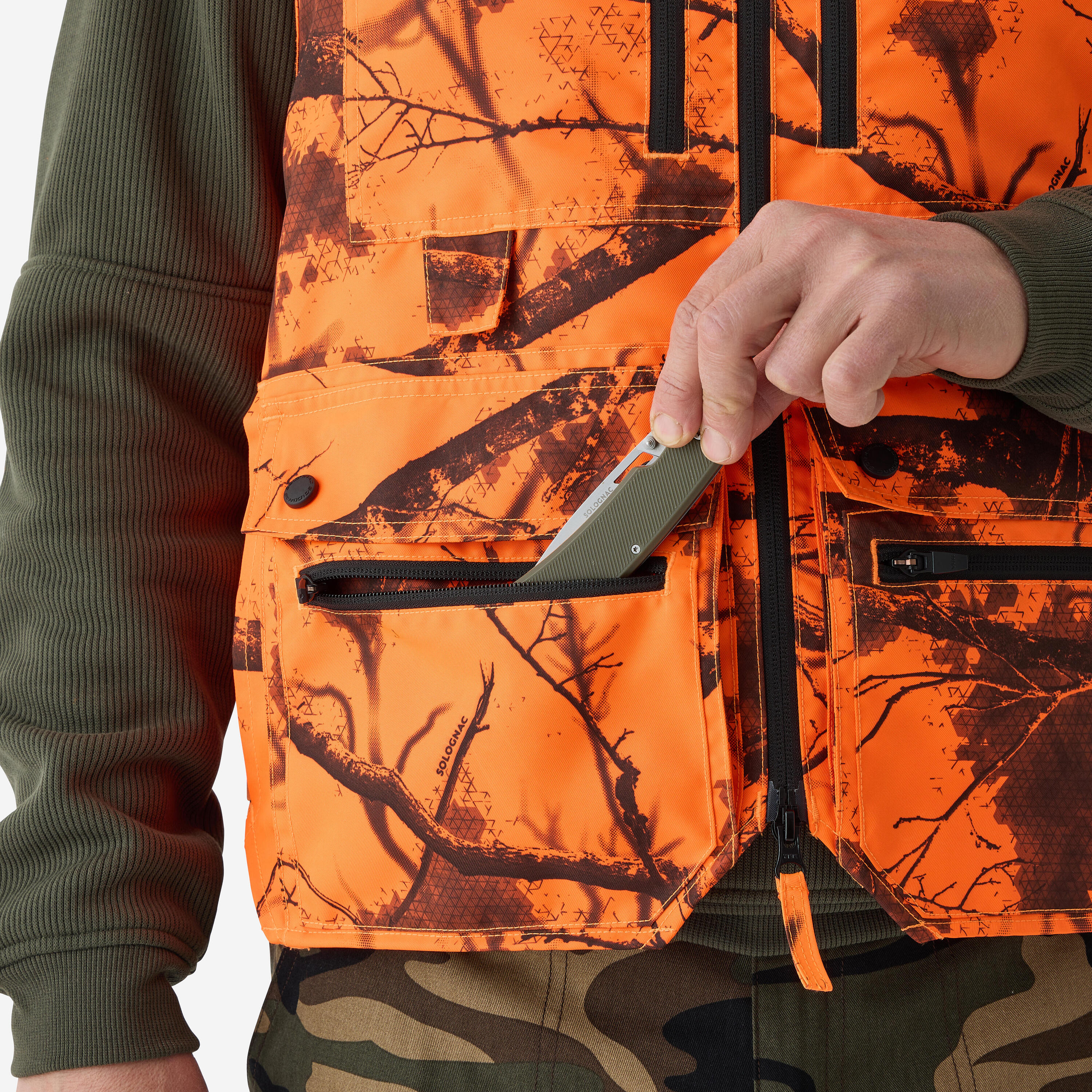 Jagdweste Camo Neon mit 12 Taschen 500 Treemetic 7/18