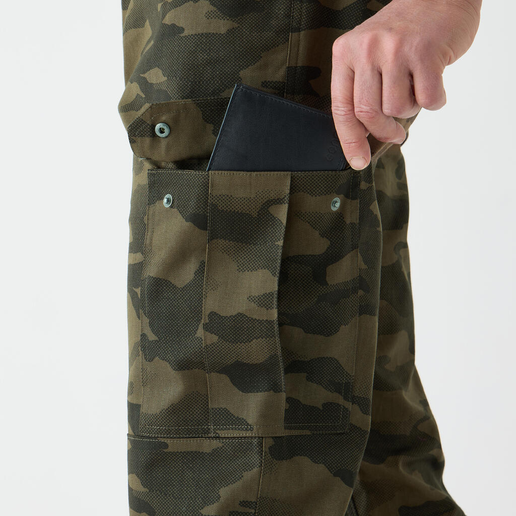 Pantalon cargo résistant, Steppe 500 camouflage vert