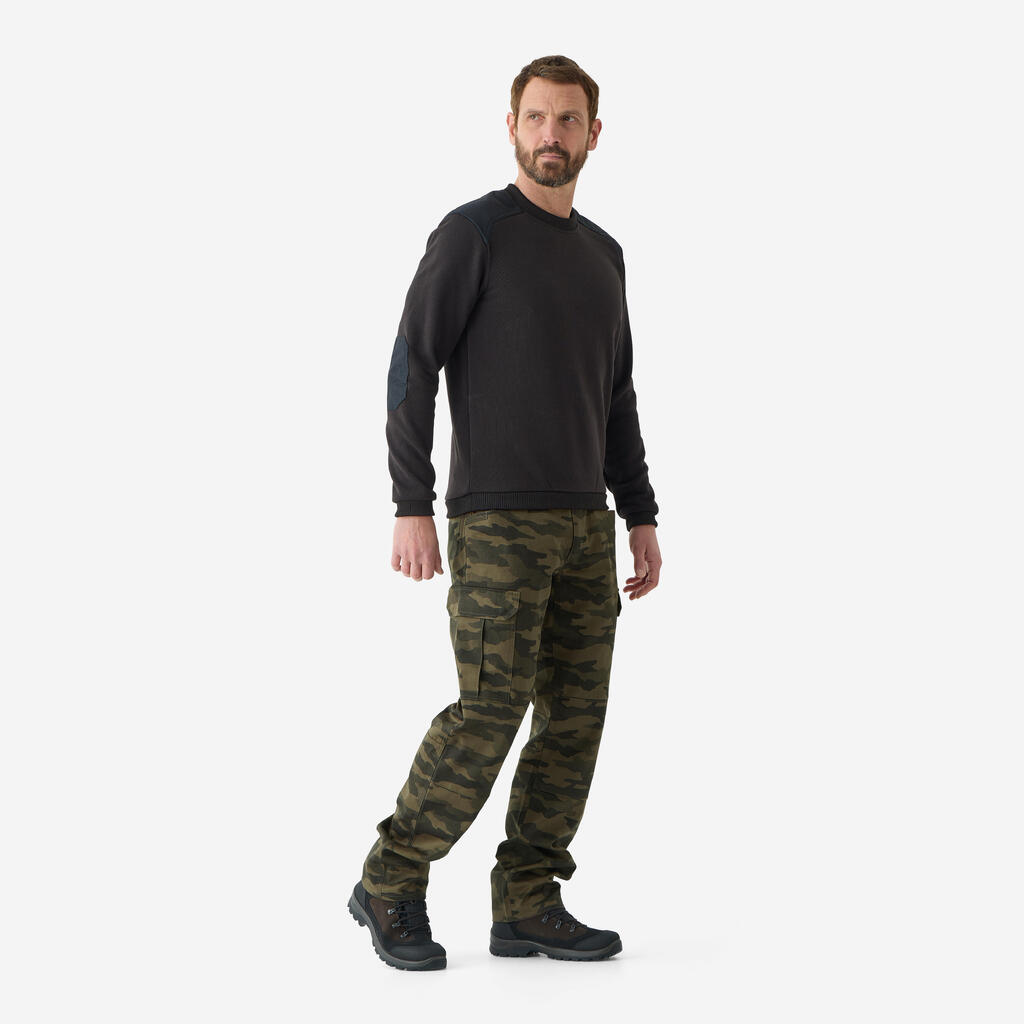 Jagdhose Steppe 500 Cargo strapazierfähig Camouflage braun 