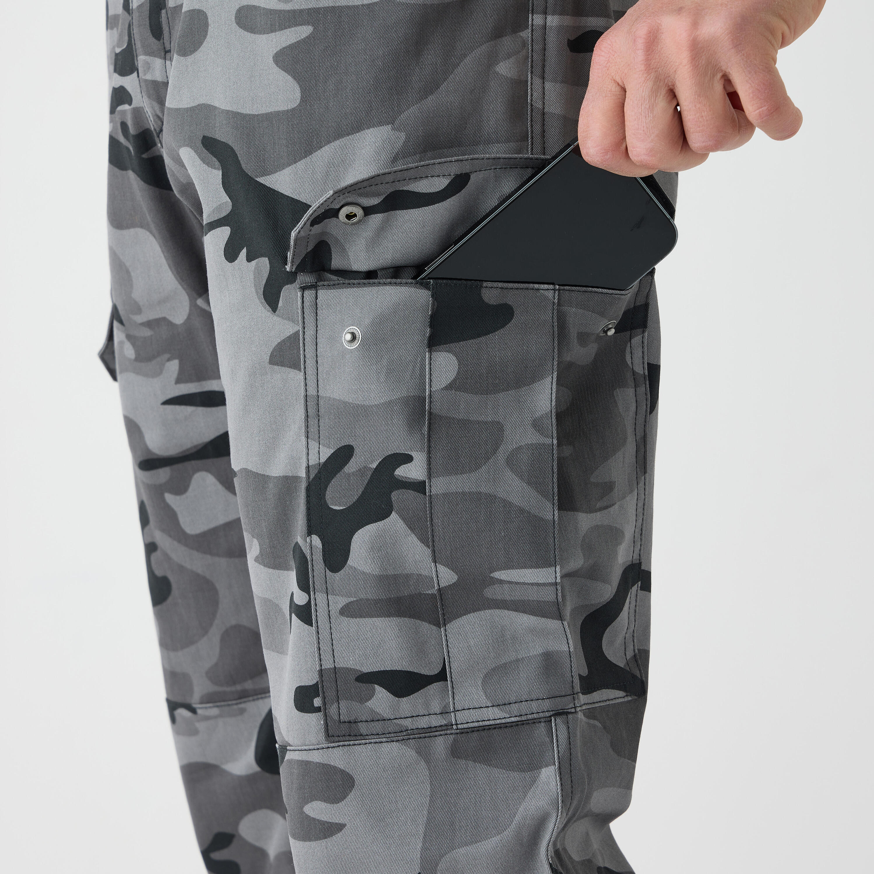 Pantalón Solognac Steppe 500 Adulto Negro Camuflaje Cargo Resistente 6/6