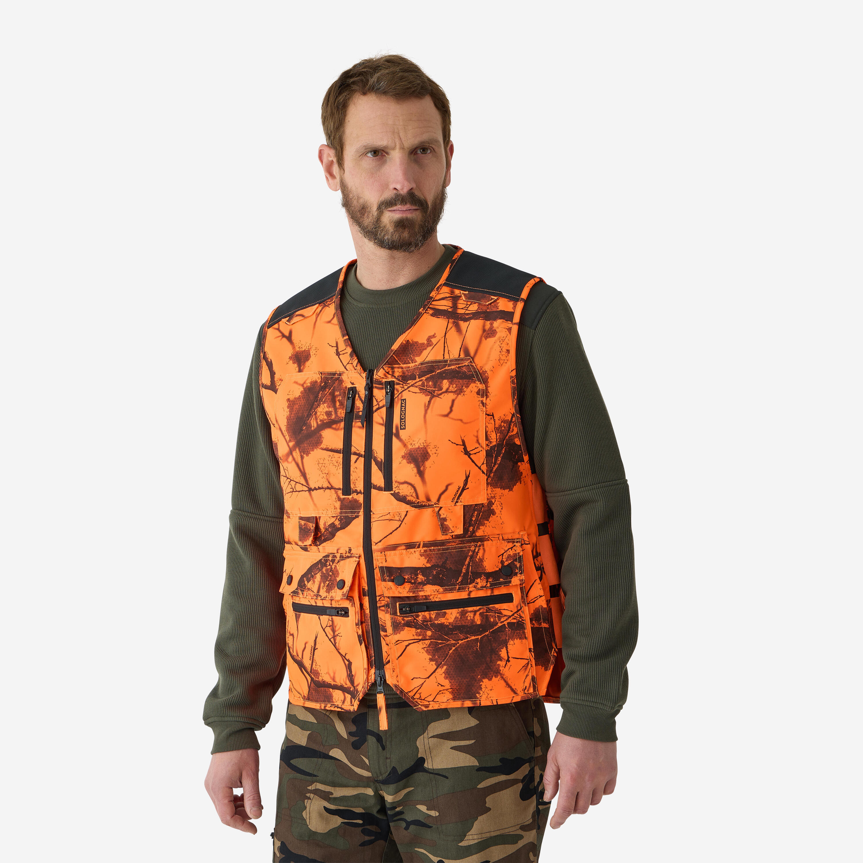 SOLOGNAC Gilet caccia 500 TREEMETIC mimetico fluo