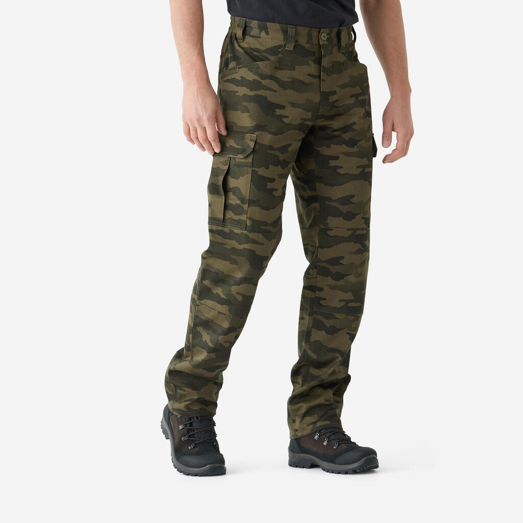 Kamuflažno zelene muške pantalone CARGO STEPPE 500