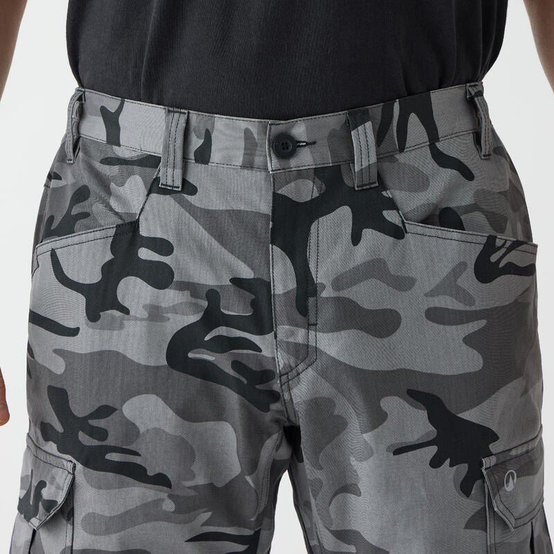 Pantalon cargo rezistent Stepă 500 bumbac 100% Camuflaj Negru