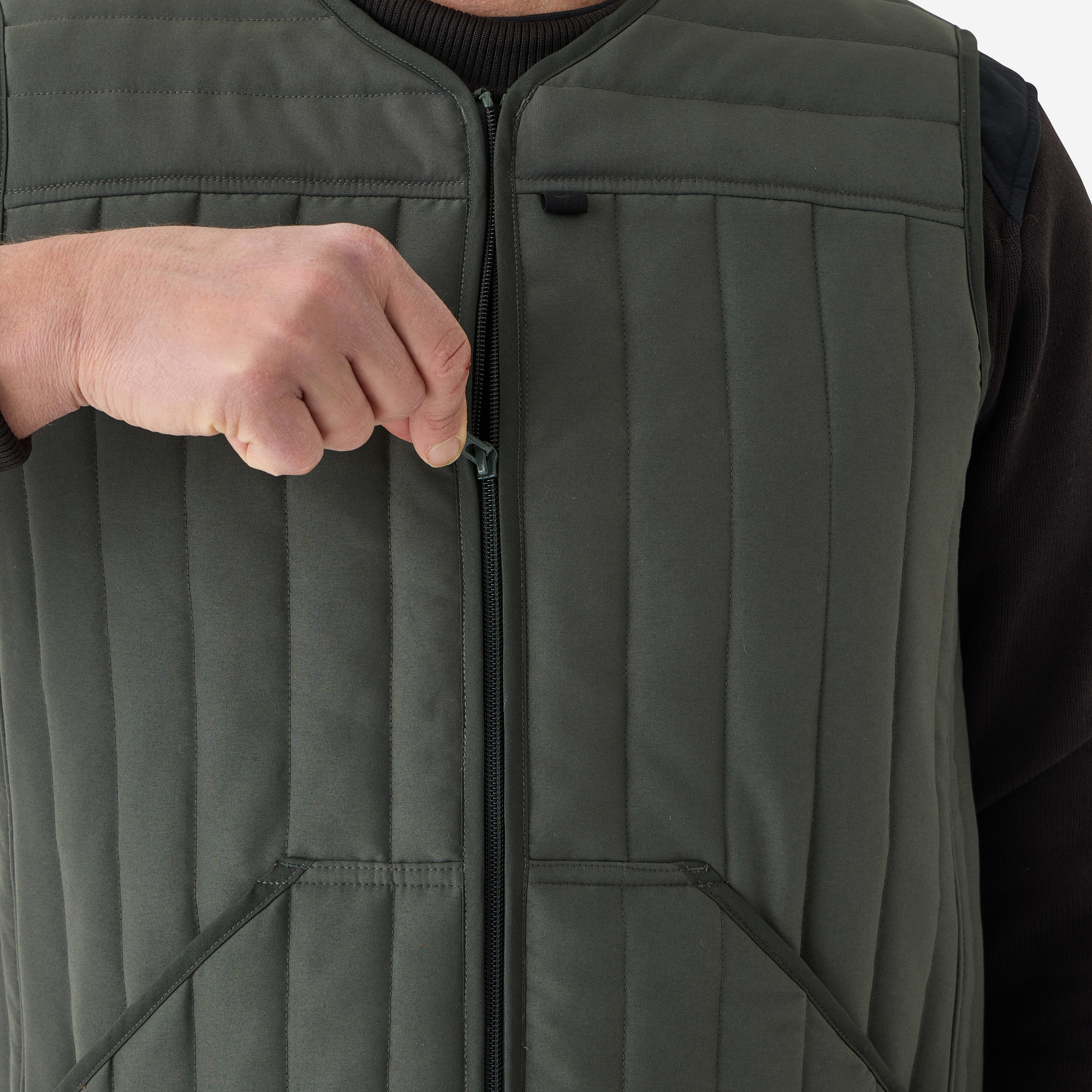 Reversible quilted vest 100, green