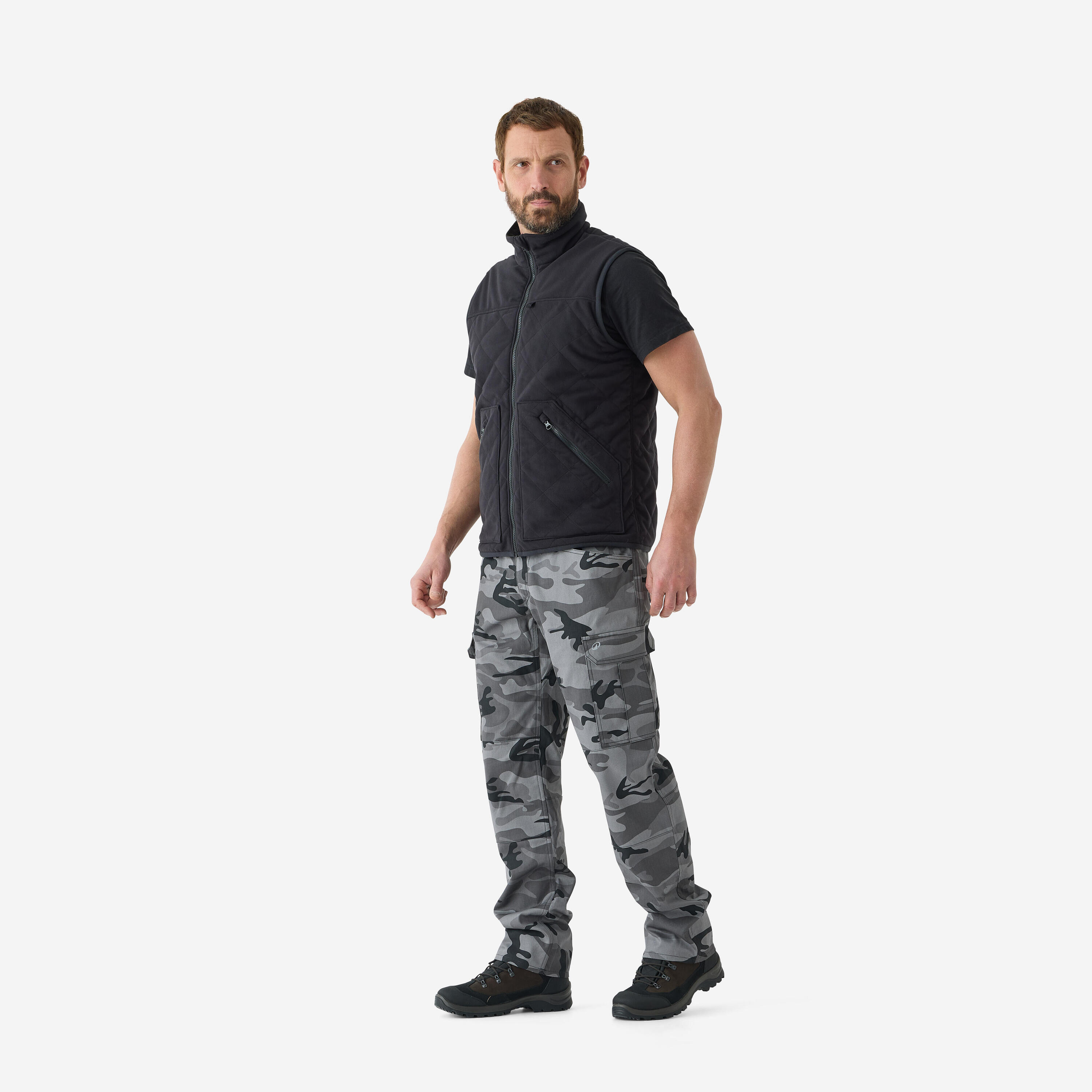 Pantalon cargo résistant, Steppe 500 camouflage noir 3/12