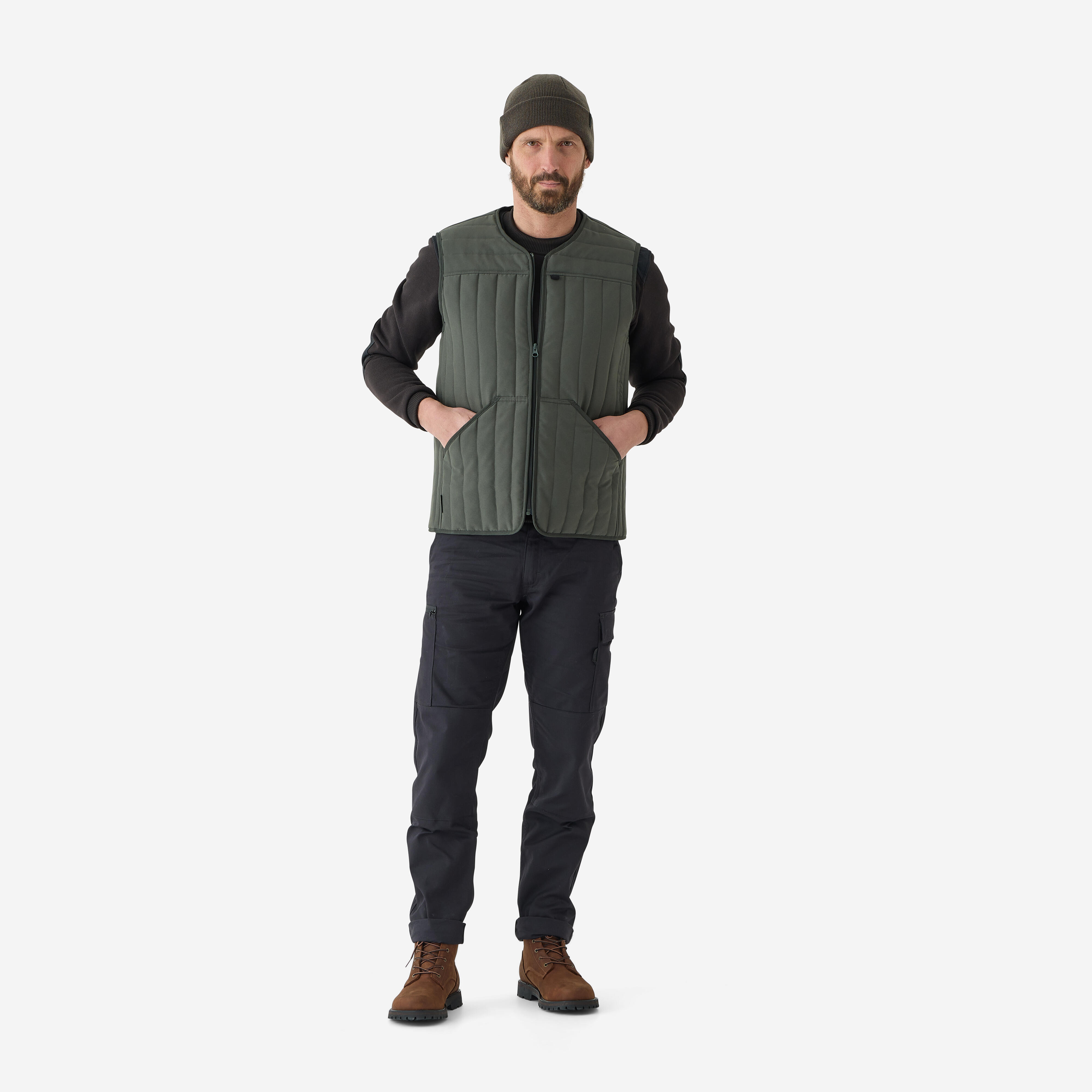 Reversible quilted vest 100, green