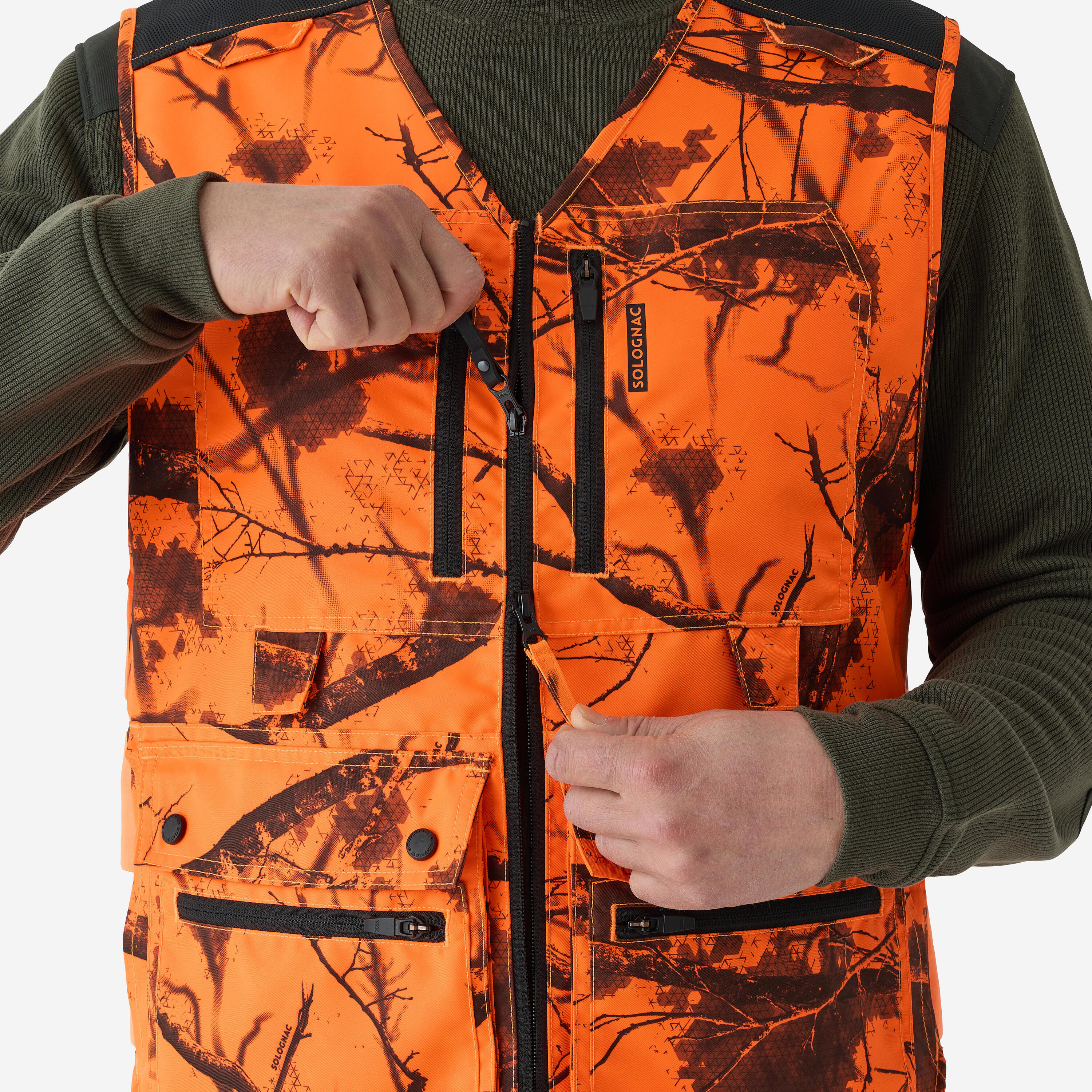 Jagdweste Camo Neon mit 12 Taschen 500 Treemetic 6/18