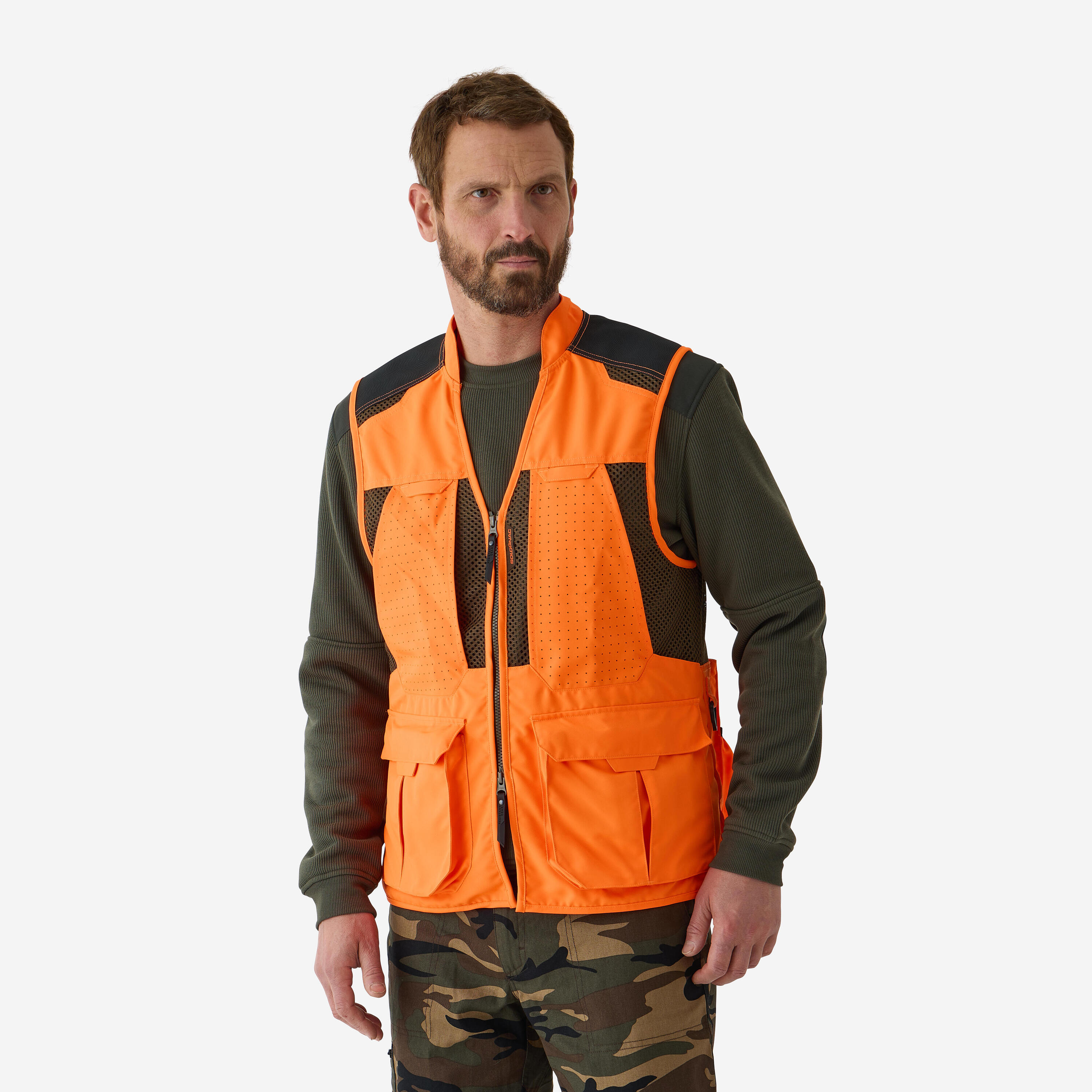 SOLOGNAC Gilet caccia uomo 520 LIGHT arancione fluo