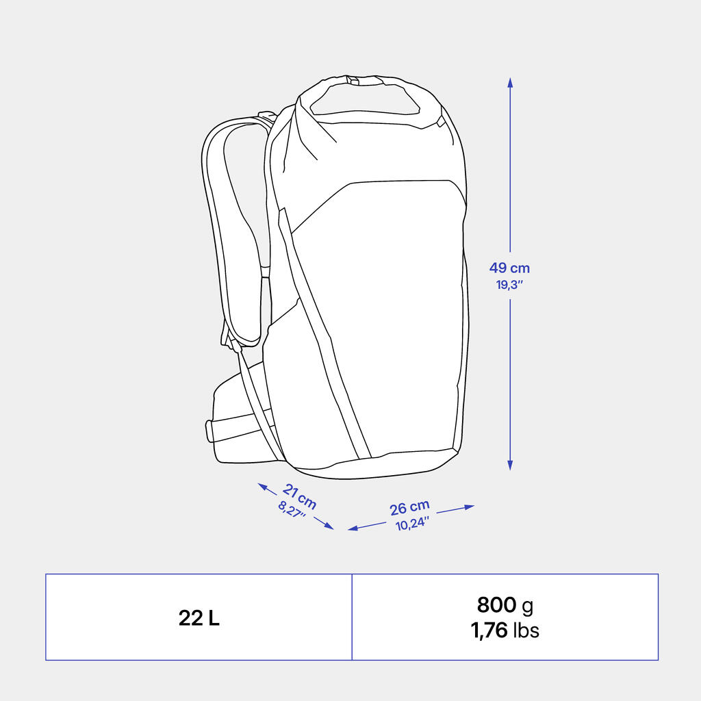 Sac à dos de randonnée montagne, MH500 LIGHT 22L vert