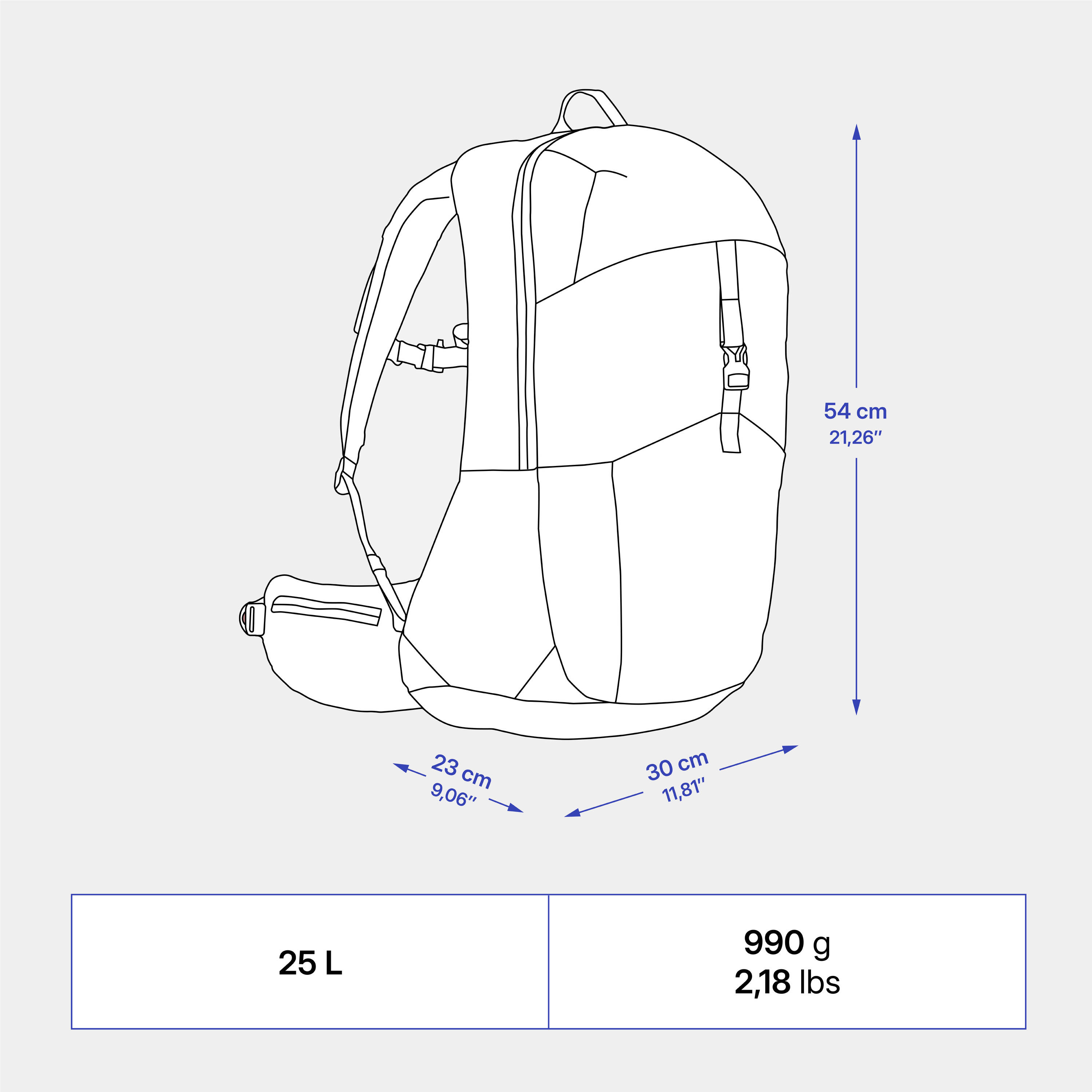 25 L Ventilated Hiking Backpack, MH500 - Khaki -  5