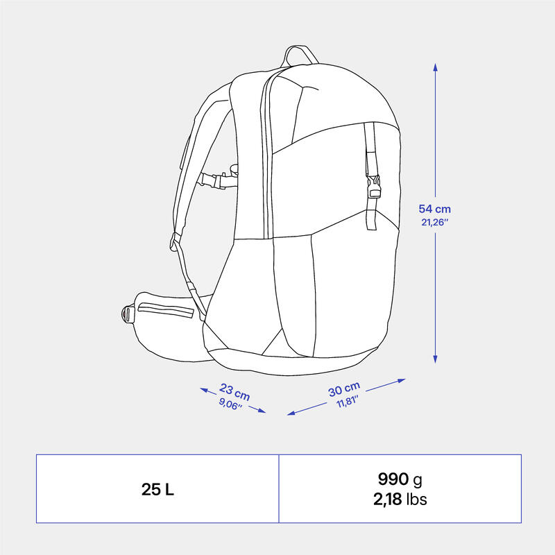 Rucsac cu spate ventilat Drumeție MH500 25L Kaki