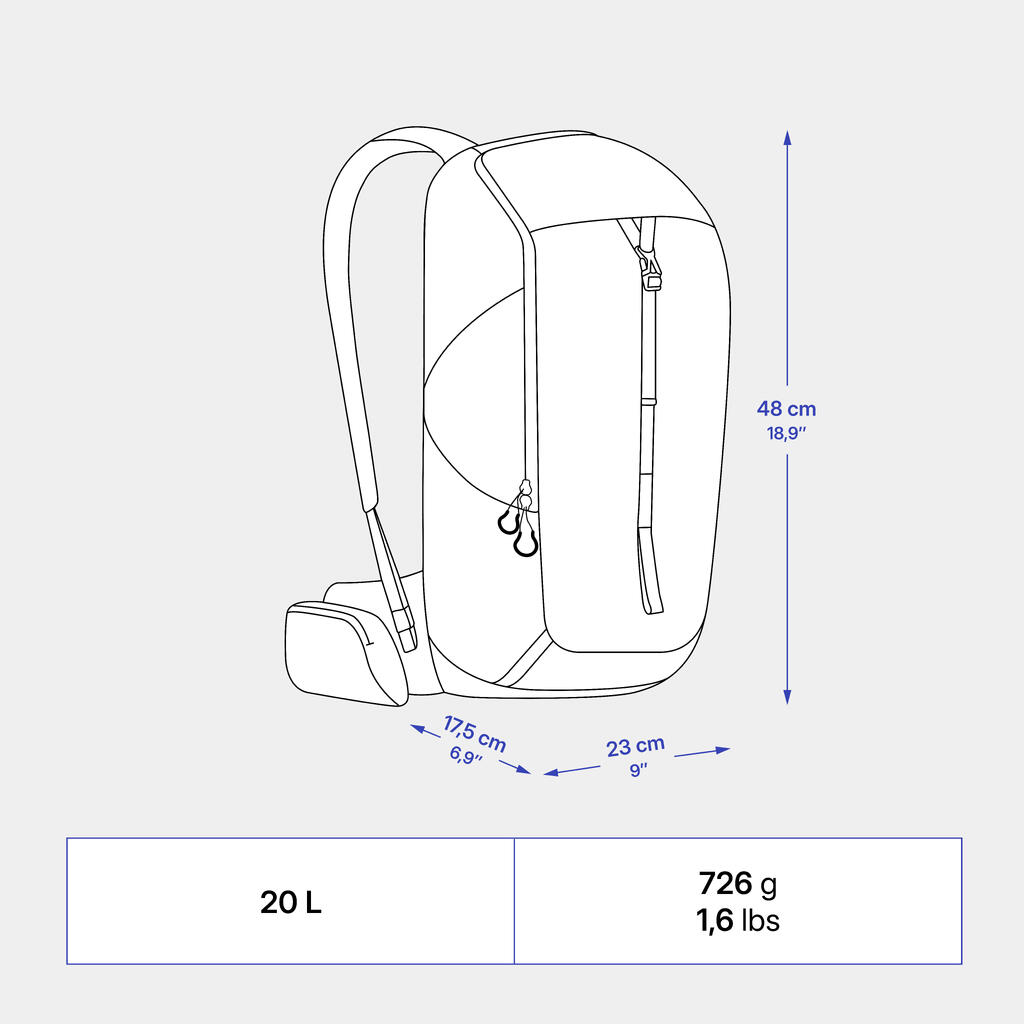 Sac à dos de randonnée montagne 20L, MH100 noir