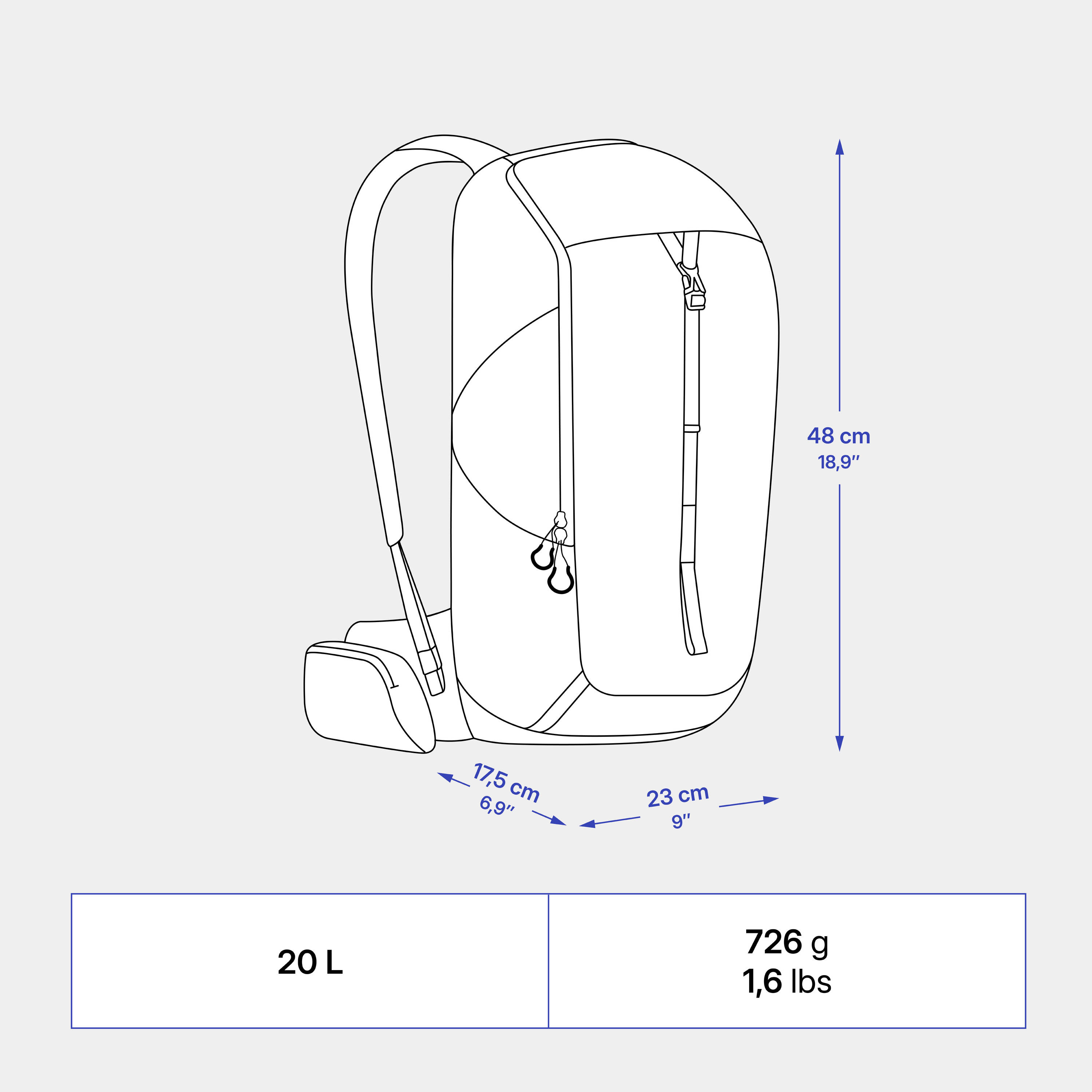 20 L Mountain Hiking Backpack - MH100 - Black -  5