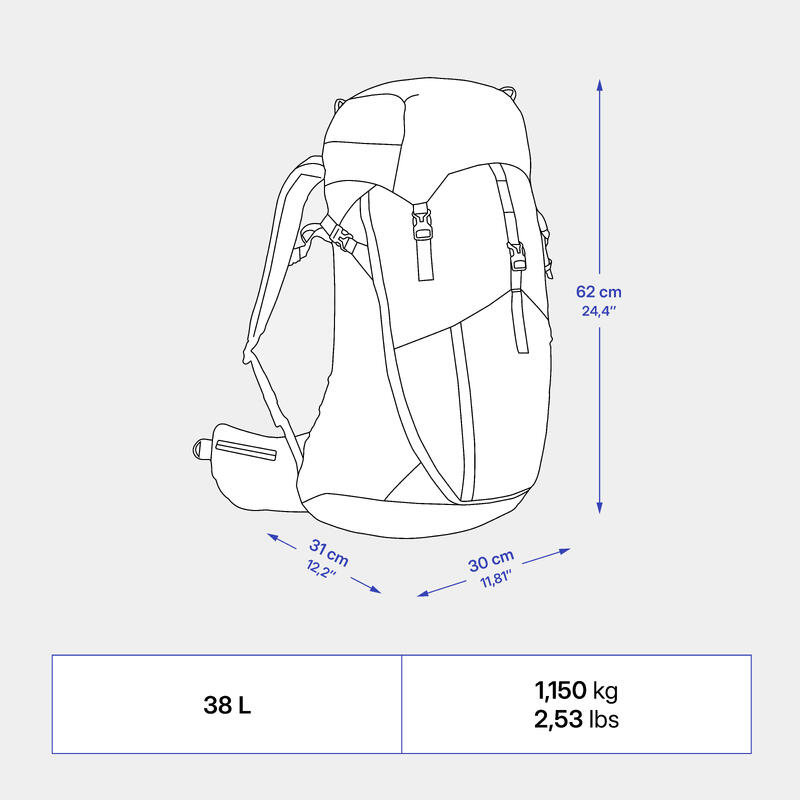 Sac à dos de randonnée 38L, MH500 bleu