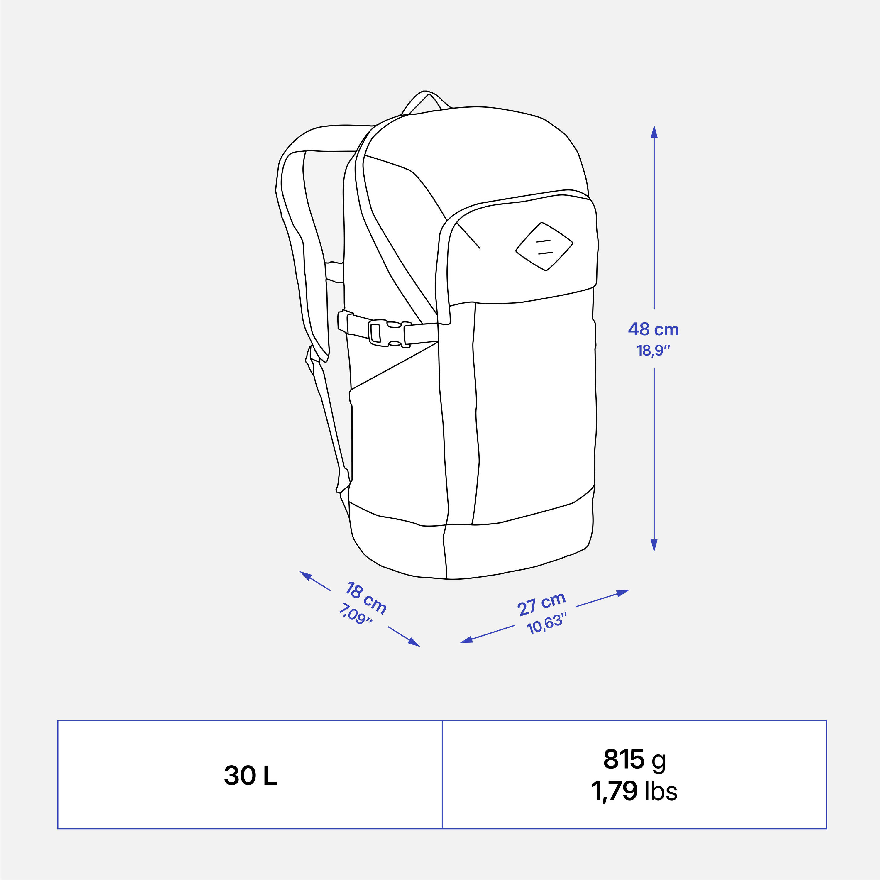 Hiking backpack 30 L, Arpenaz 500 - Brown -  5