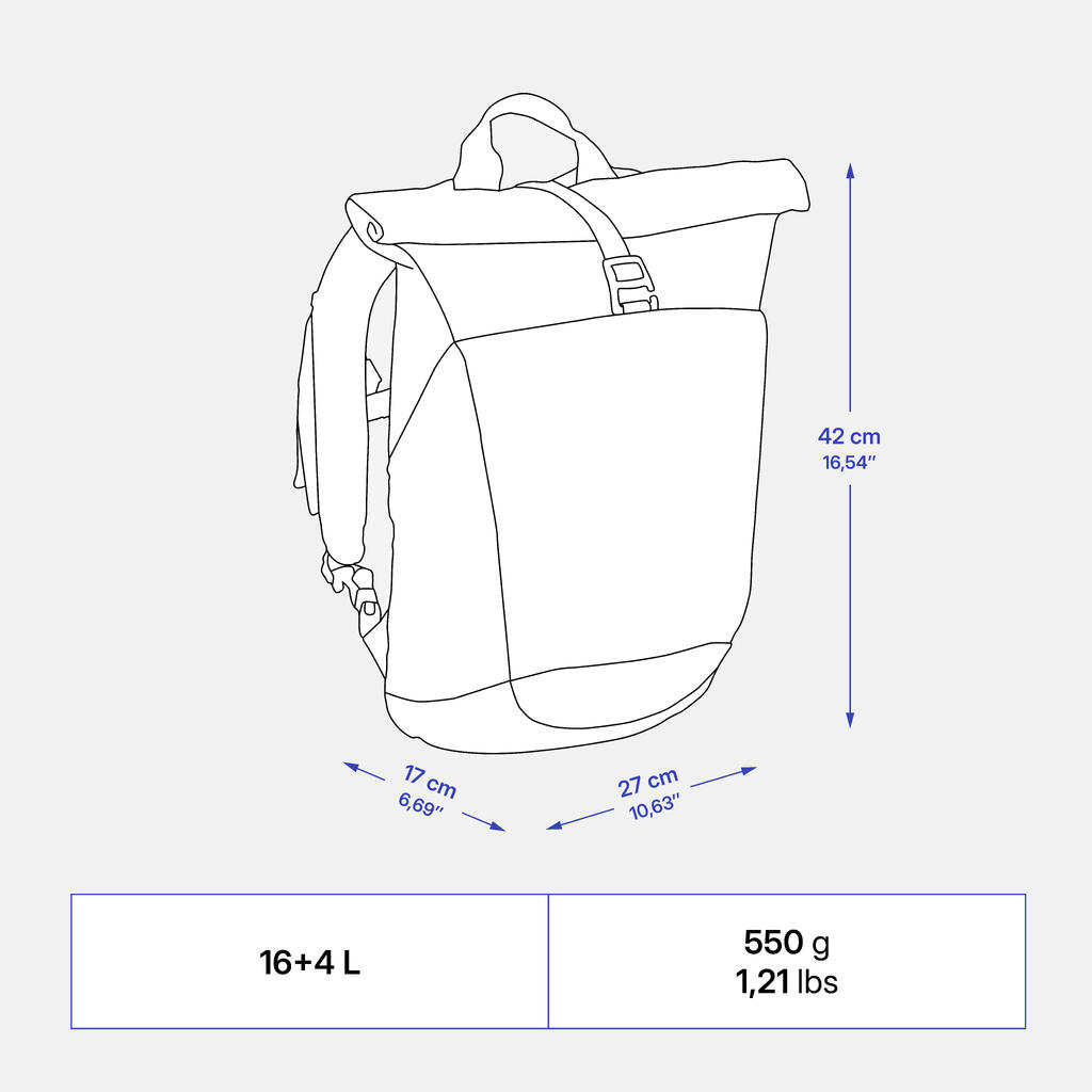 Sac à dos de randonnée 16L+4, NH500 Escape Rolltop terracota