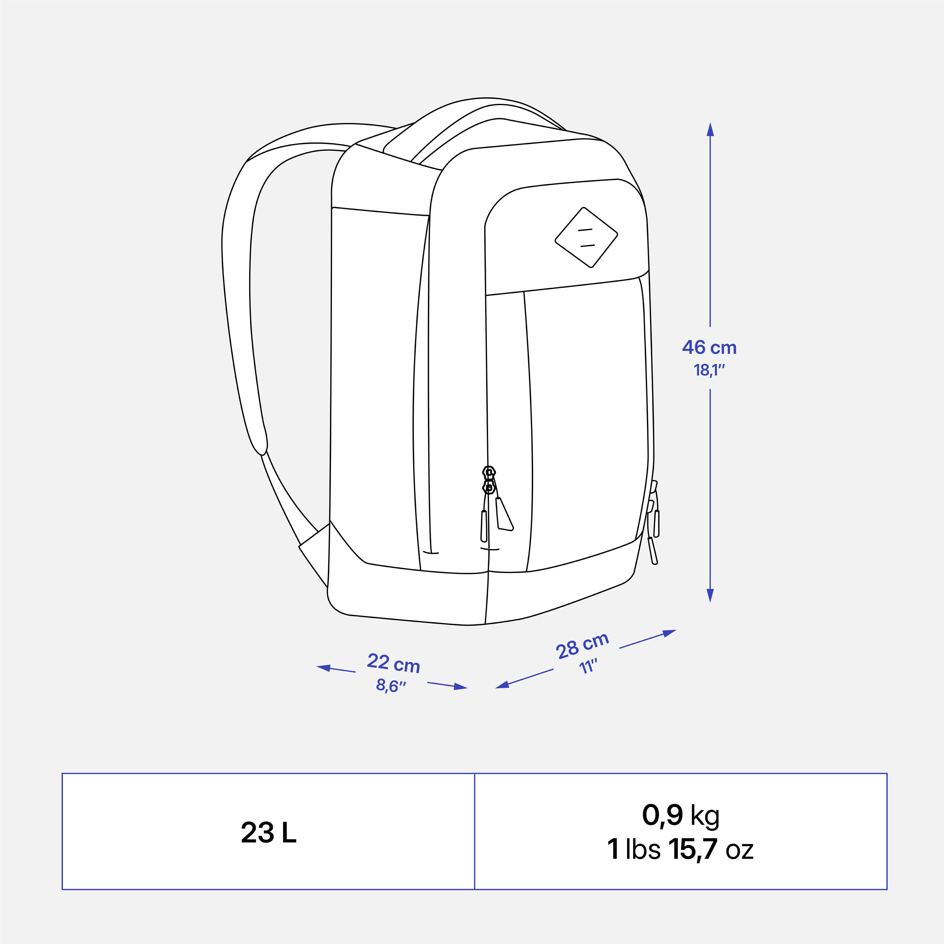 Mochila de montaña y senderismo 23L Quechua NH Escape 500. Equipaje de mano 4/17