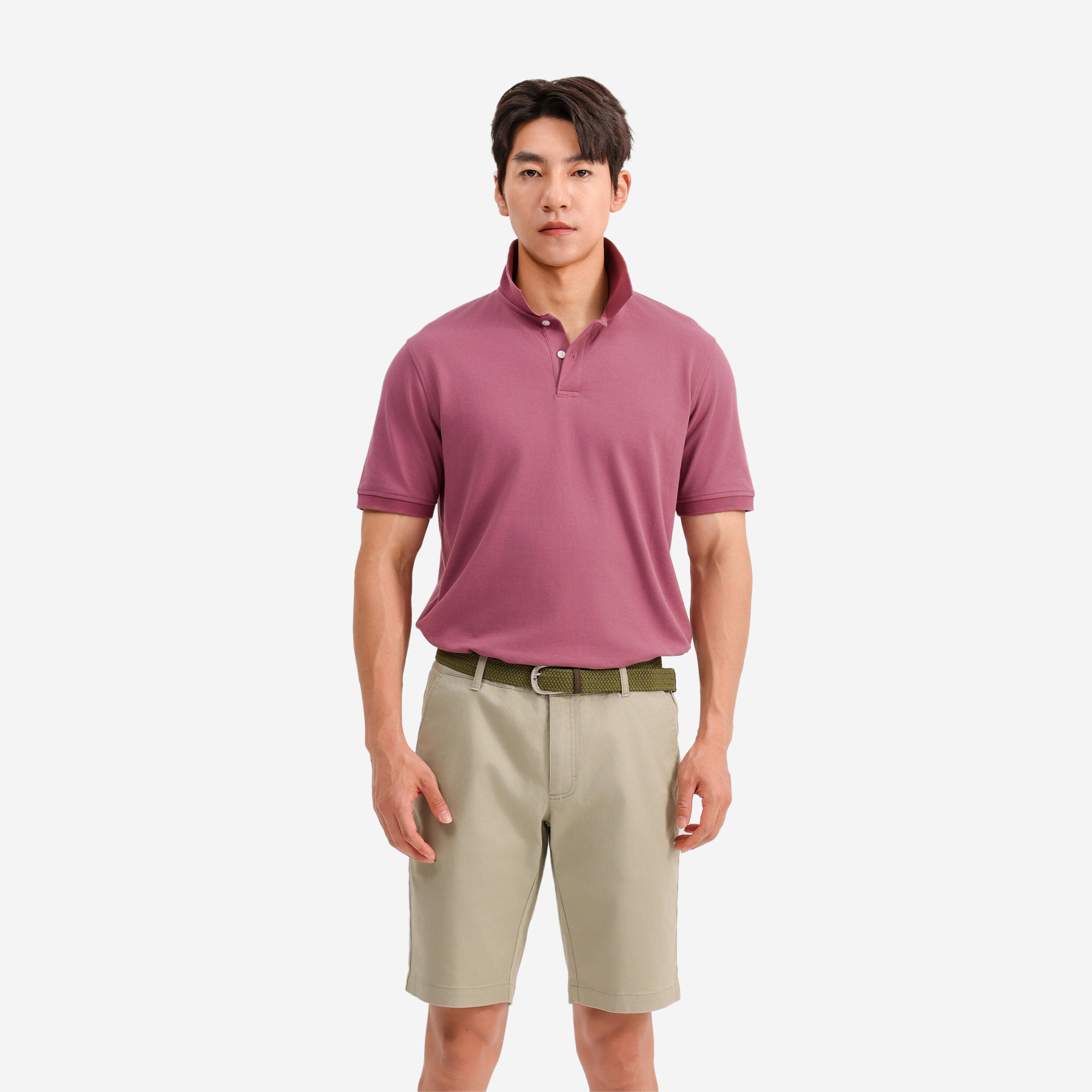 Polo golf uomo MW 500 rosa scuro 12/27