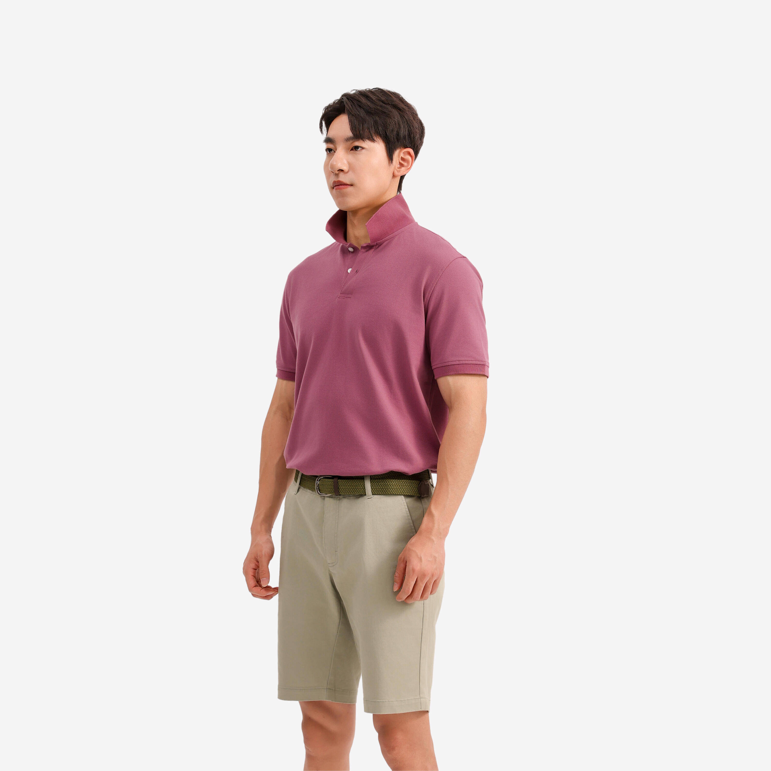 Men’s golf cotton and polyester short-sleeved polo shirt - MW500 dark pink -  3