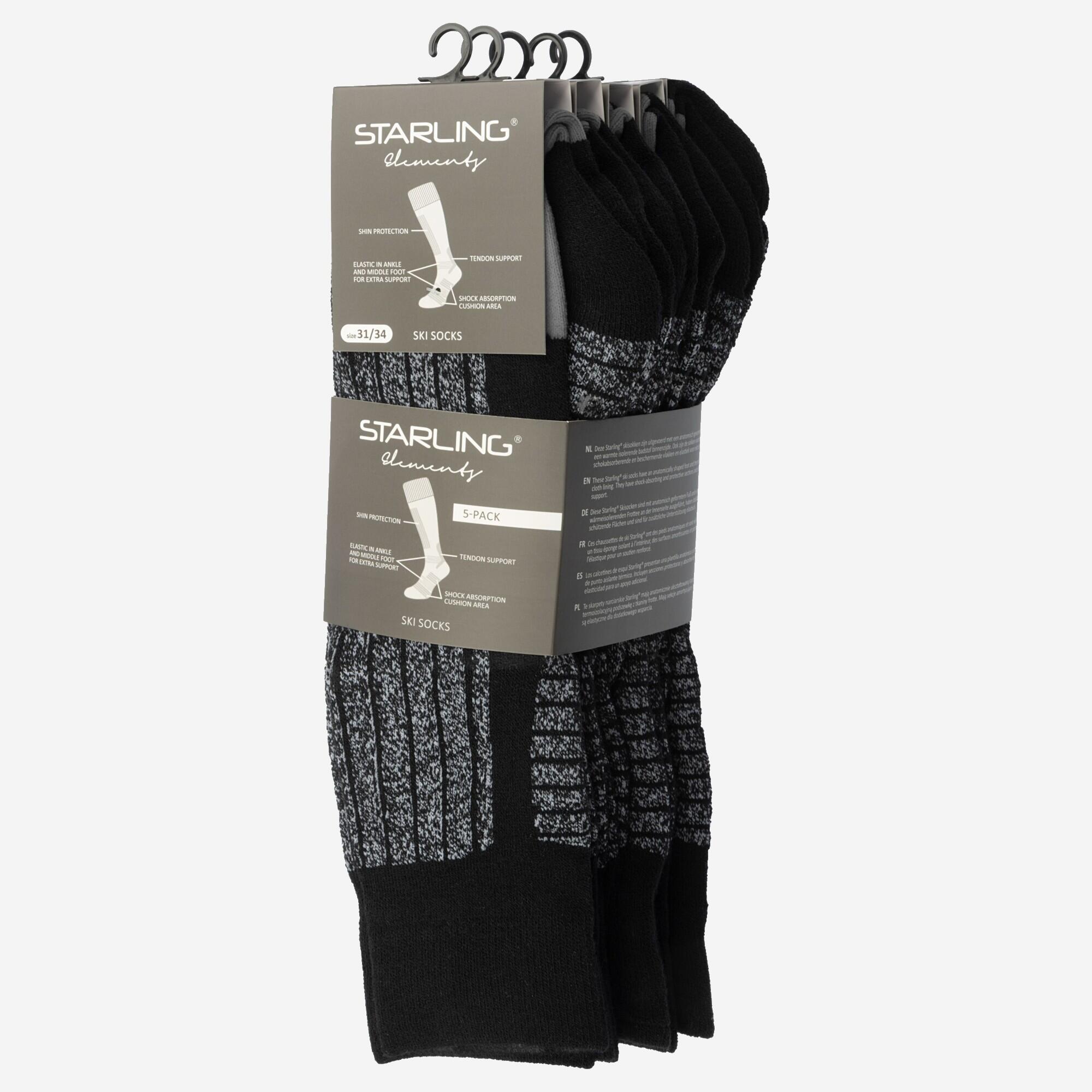 Skisokken 5-pack volwassenen zwart 3/3