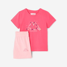 Ensemble t-shirt imprimé et short imprimé bébé, rose