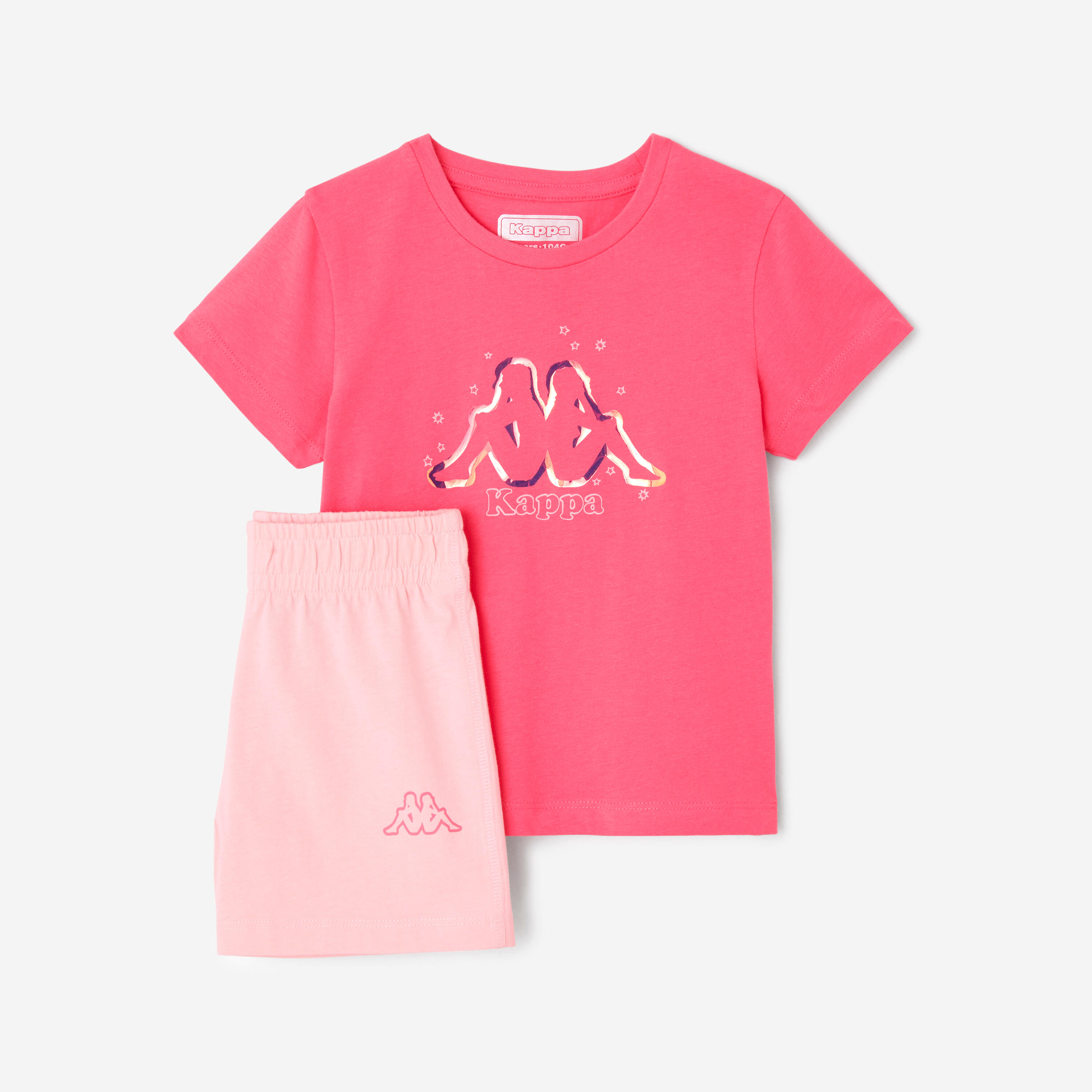 Kids sport outfit T-shirt en korte broek - roze 1/6