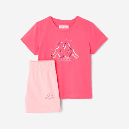 Ensemble t-shirt imprimé et short imprimé bébé, rose