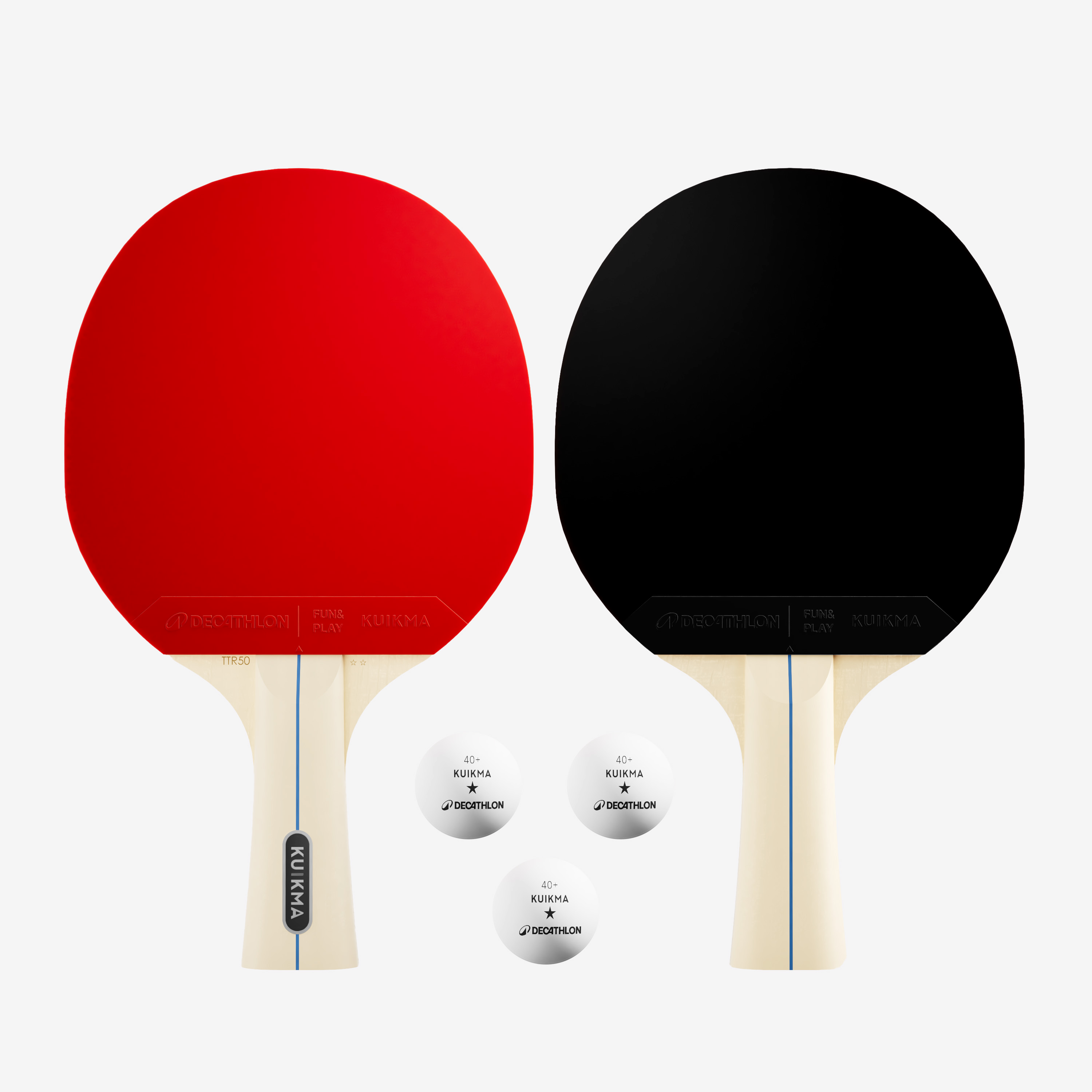 Set 2 raquettes ttr 50 polyvalentes 2* loisir + balles - Tennis de table - PONGORI- Clubs - Entreprises - Collectivités - Associations