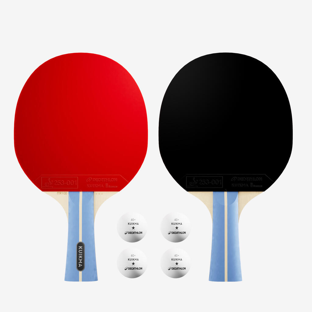 סט שני מחבטים TTR 100 Versatile ITTF School + כדורים