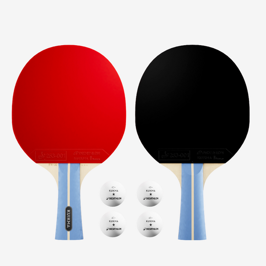 SET 2 RAQUETTES TTR 100 POLYVALENTE 3* ITTF ÉCOLE + BALLES