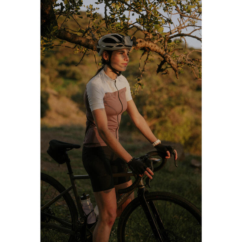 Maillot vélo route manches courtes été ajusté femme - EDR 2 rose