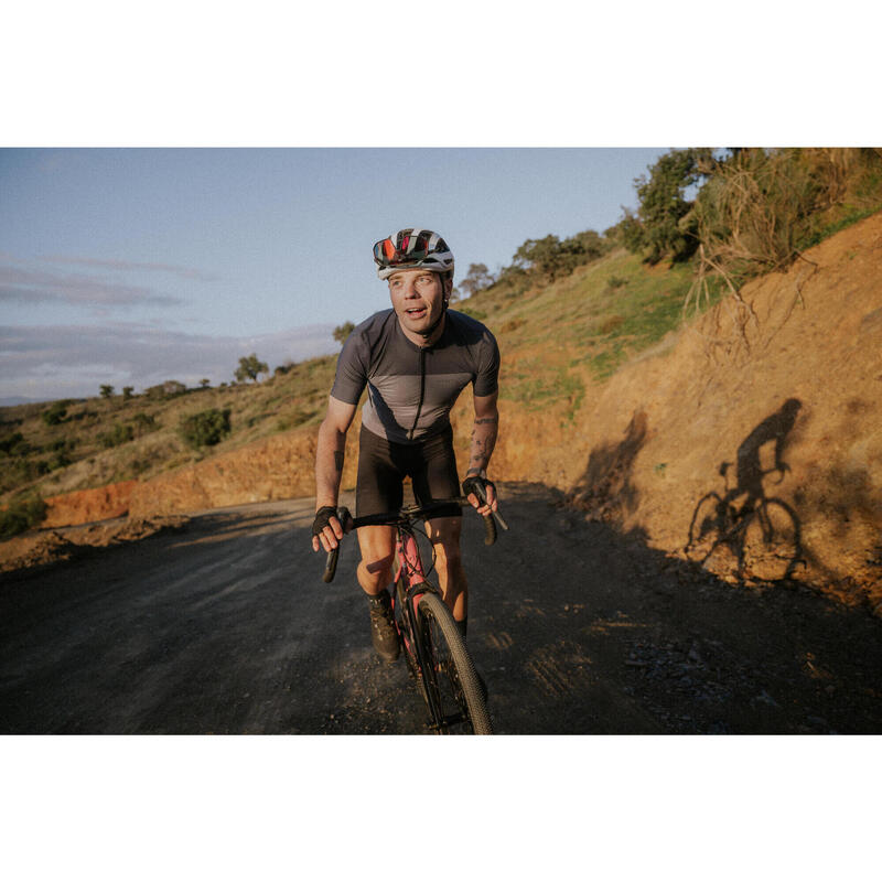 Maillot vélo route manches courtes été ajusté homme - EDR 2 gris