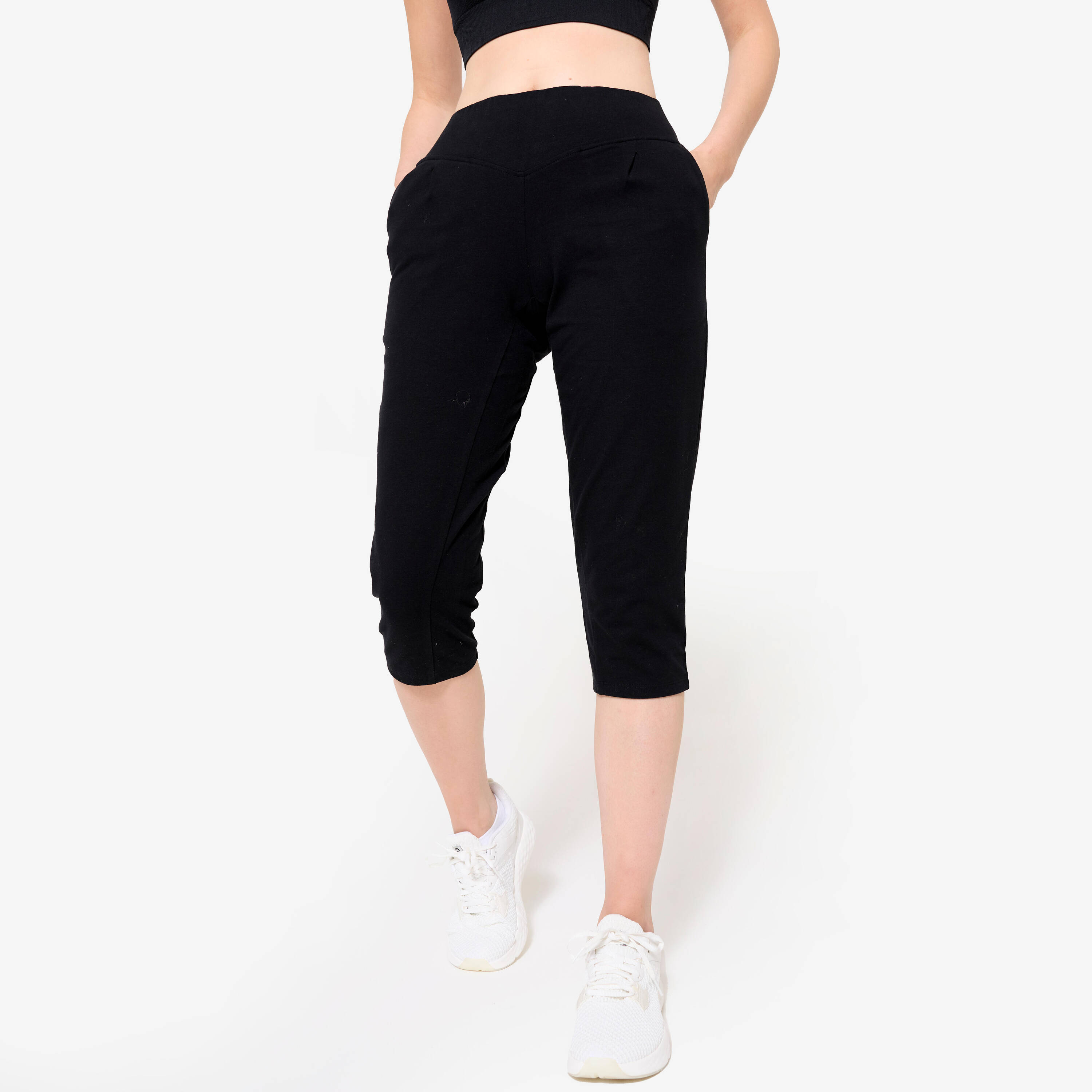 Women's Cropped Bottoms with Pockets - Ultra Black -  1