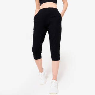 Women’s sports cropped bottoms with darts, black