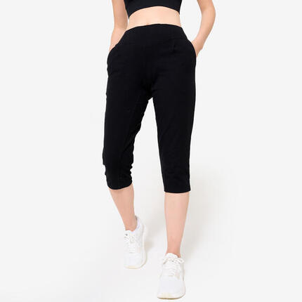 3/4 Leggings Damen Taschen - schwarz