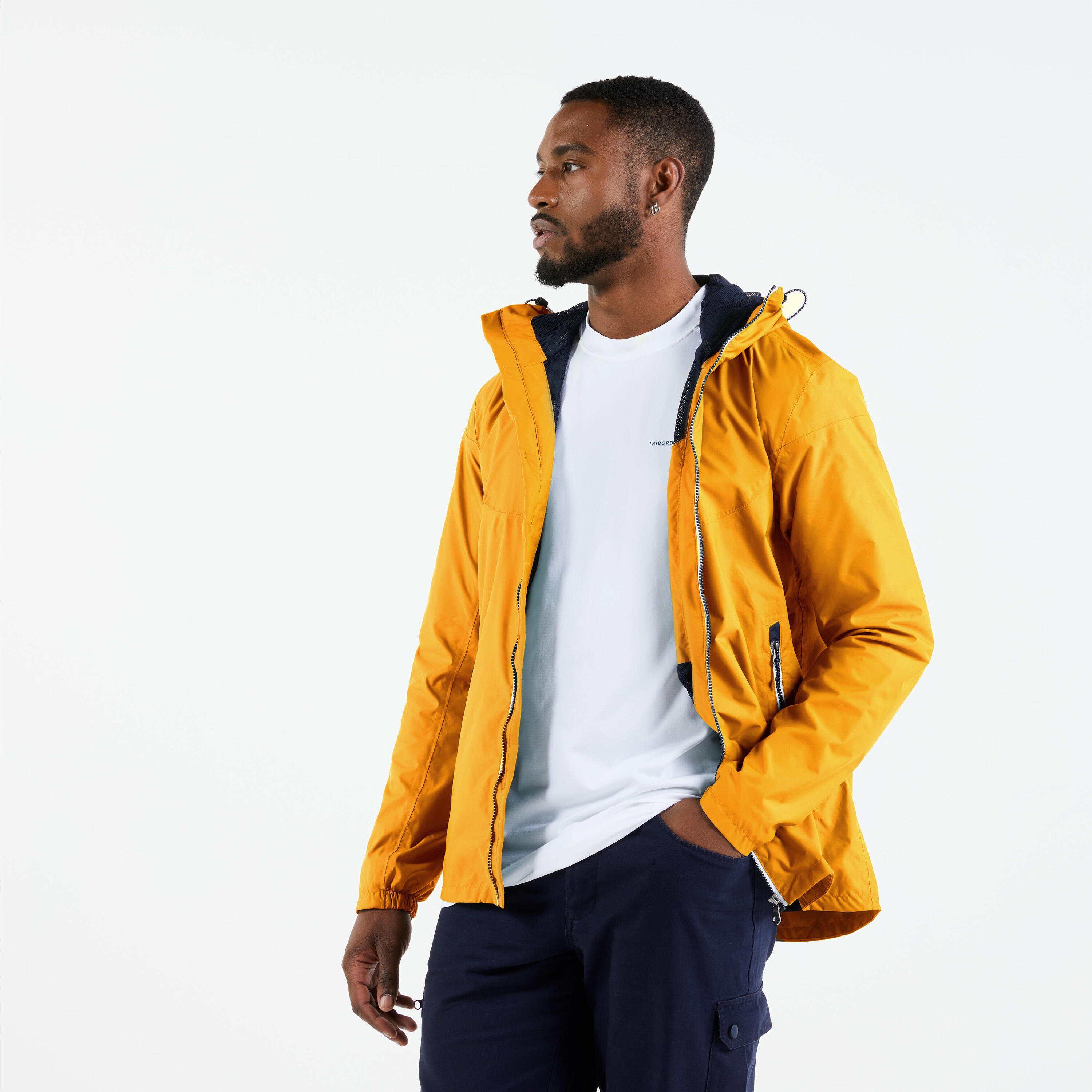 Men’s sailing waterproof jacket - Sailing 100 ochre 2/4