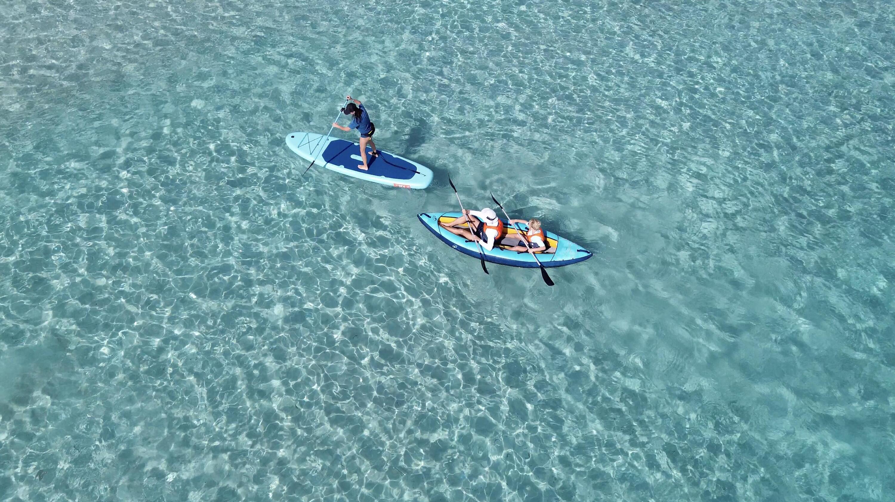 Set mit aufblasbarem, wandelbarem Stand-up-Paddle 10'6, 100, blau 31/33