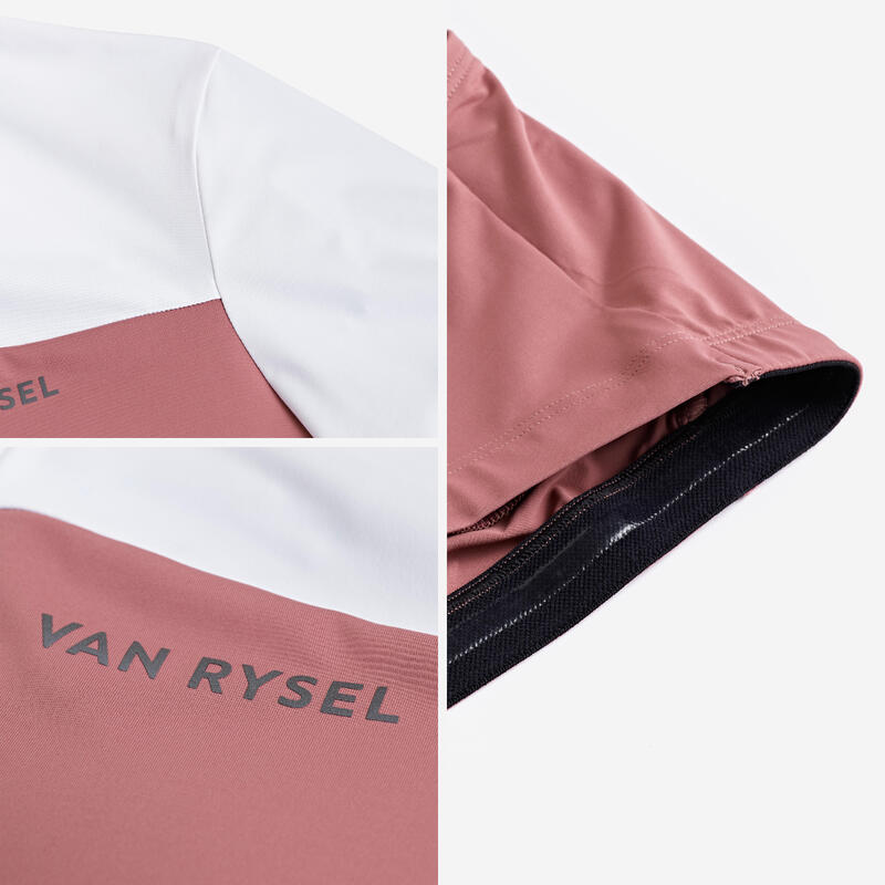 Maillot vélo route manches courtes été ajusté femme - EDR 2 rose